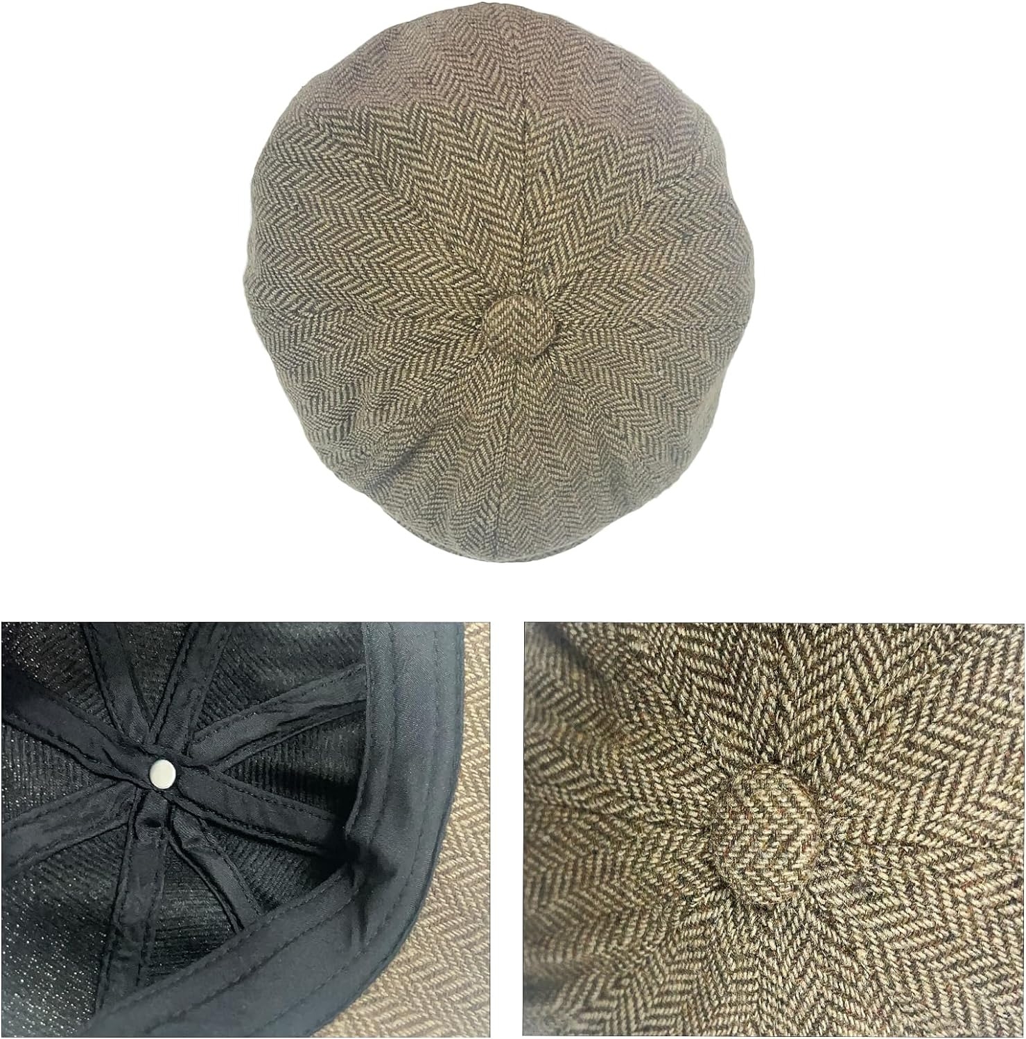 Unisex Parent-Child Beret Cap Tweed Flat Cap Octagonal Newsboy Gatsby Peaked Cap image number 2