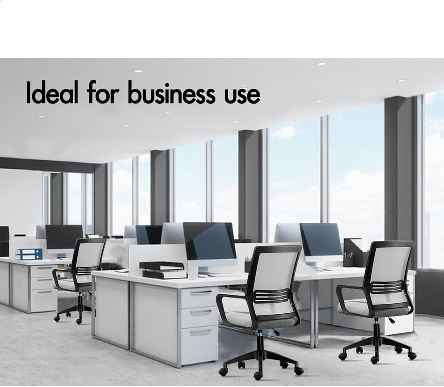 ALFORDSON Mesh Office Chair with Sgs-Approved Gas-Lift, Mid Back Executive Computer Desk Chair, Fabric Seat Gaming Racing Chair, Max 180Kg Loading(Fina Black Grey) image number 5