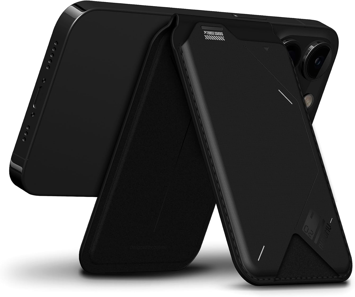 Aulumu G02 [2-In-1] Magnetic Wallet & Adjustable Stand, Card Holder Compatible with Magsafe, Open ID Window, Magnetic Phone Wallet Stick on for Iphone 16/15/14/13/12 Series, Black image number 1