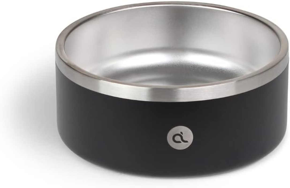 Ambient Lounge 1L Stainless Steel Dog Bowl - Rust-Resistant, Dishwasher Safe, Non-Slip Base (Black)