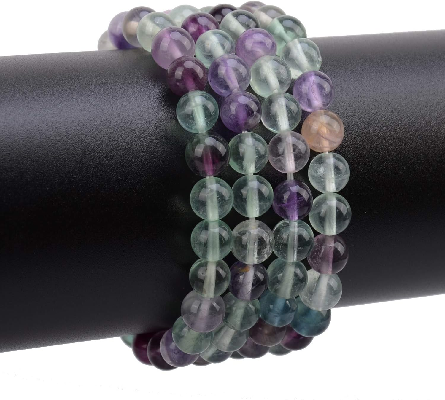 8Mm Genuine Natural round Gemstone Loose Beads for Jewelry Making with Elastic Stretch Cord Fluorite image number 1