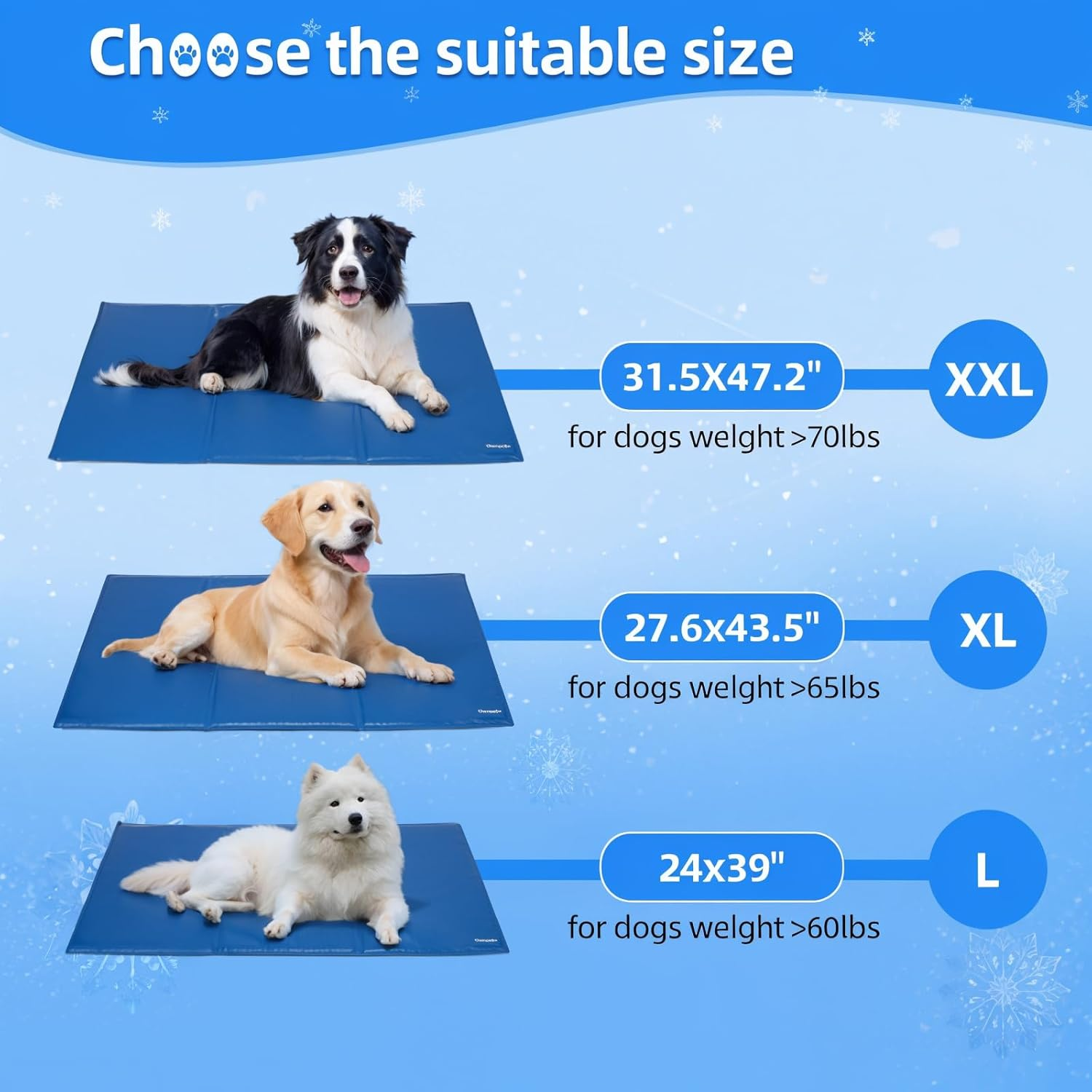 Ownpets Pet Self Cooling Gel Pad,120X80Cm, Pressure Activated, Anti-Inflammatory, Safe Non-Toxic Materials, Dog Cooling Mat in Summer for Large Dogs, Cats, Xx-Large image number 1