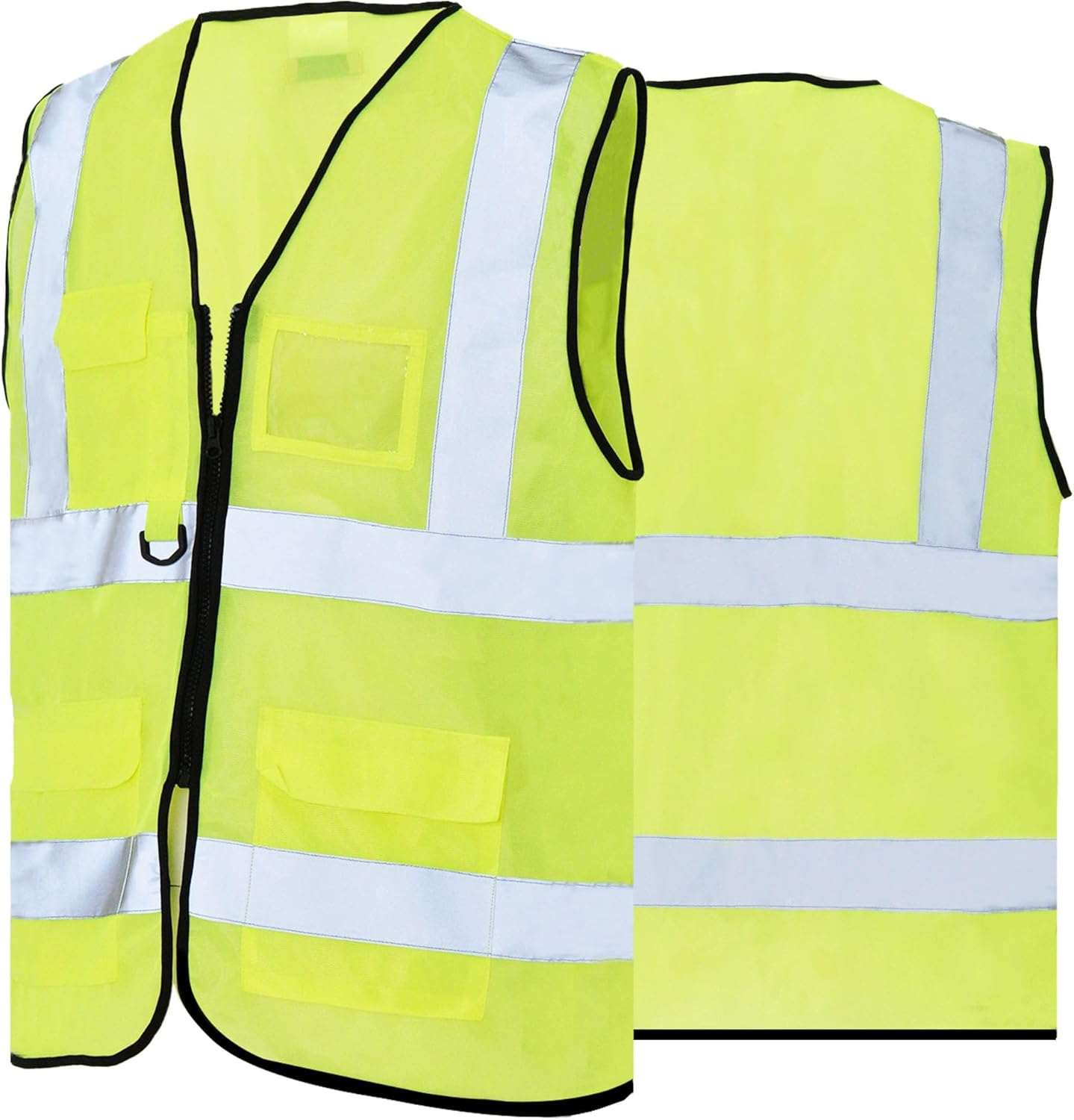 High Visibility Vest Reflective Strip Front & Back 3 Pockets 1 ID Window Ideal for Construction, Security and Industrial Work image number 1