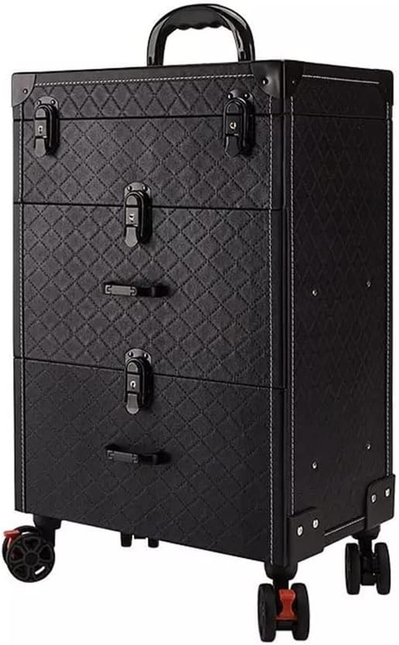 Trolley Makeup Box Universal Wheel Makeup Dresser Beauty Trolley Suitcase Rolling Suitcase Cosmetic Bag (Color : Black, Size/1255