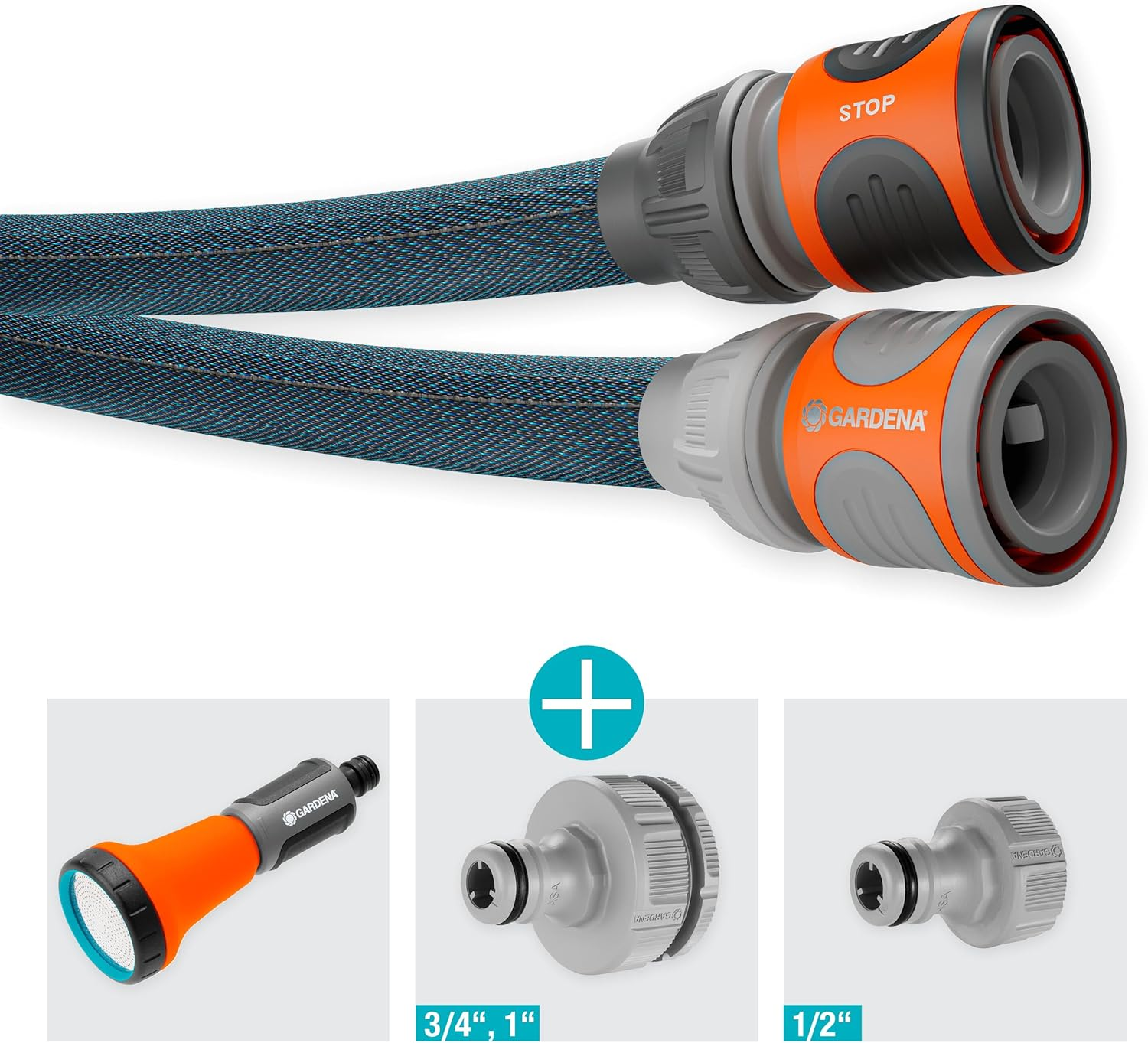 Gardena Liano Xtreme 1/2 Inch, 10M Set: Extremely Robust Textile Garden Hose, for Indoor Water Taps, with PVC Inner Tube, Lightweight, Weather-Resistant (18460-20)