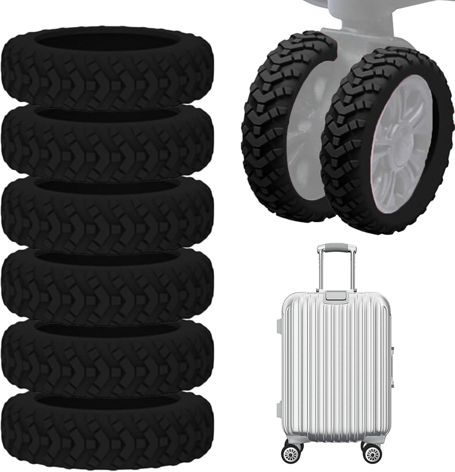 8Pcs Luggage Wheel Covers, Silicone Luggage Wheel Protector Covers, Reduce Noise Shock-Proof Luggage Spinner Wheel Covers image number 5