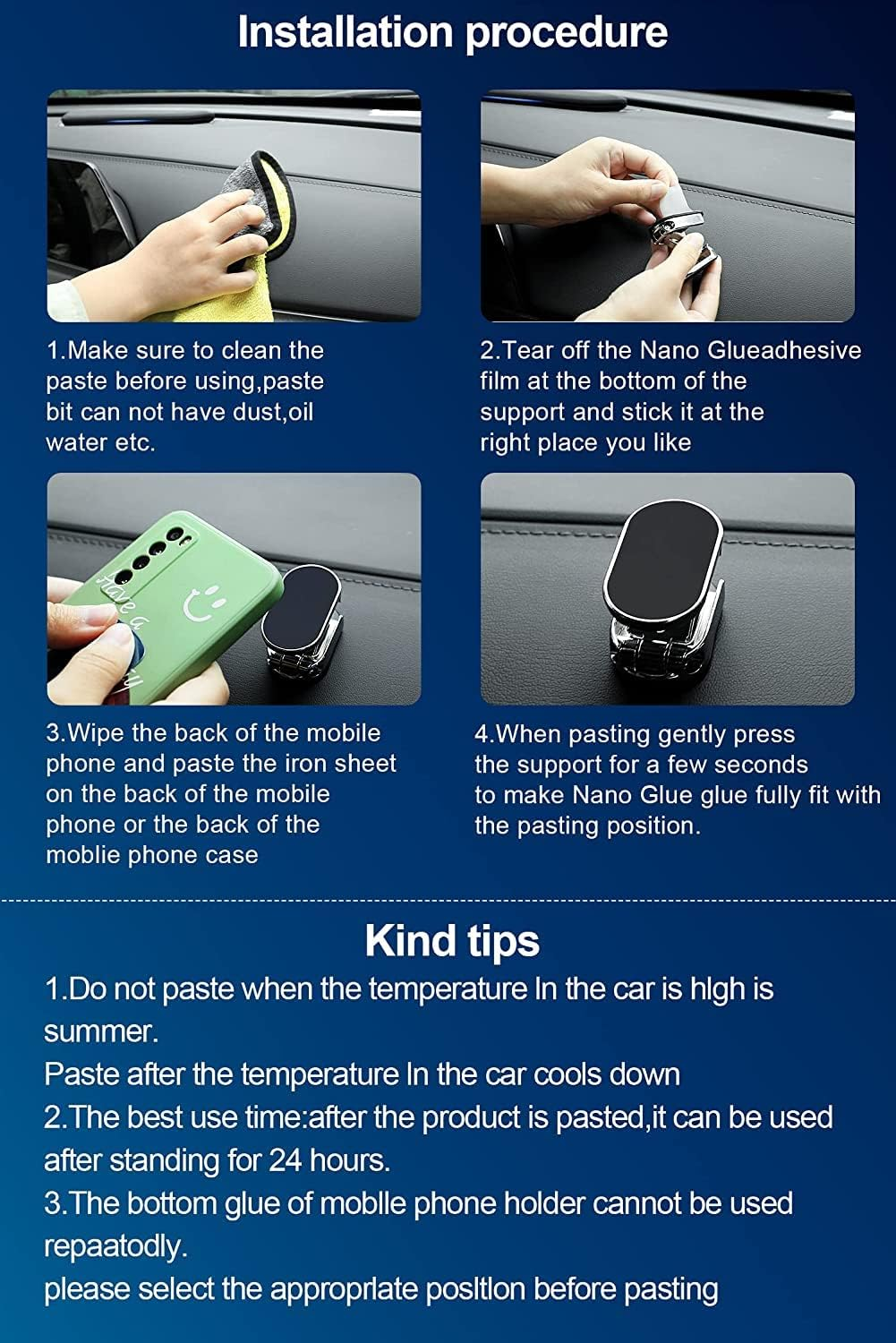 2 Pack Alloy Folding Magnetic Car Phone Holder, Magnetic Phone Holder for Car, 360&deg; Rotation Magnetic Cell Phone Holder Bracket Magnetic Dashboard Phone Car Mount for All Smartphone(Black+Silver) image number 2