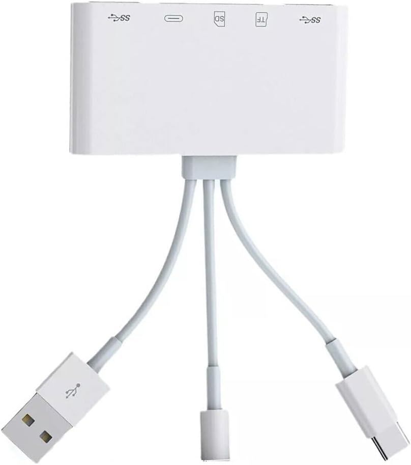 AIMALL 5-In-1 USB C SD Card Reader Adapter, High-Speed USB 3.0 Hub with TF/SD Card Slot, OTG Camera Memory Card Adapter Compatible with Iphone, Ipad, Android, Macbook, Laptop