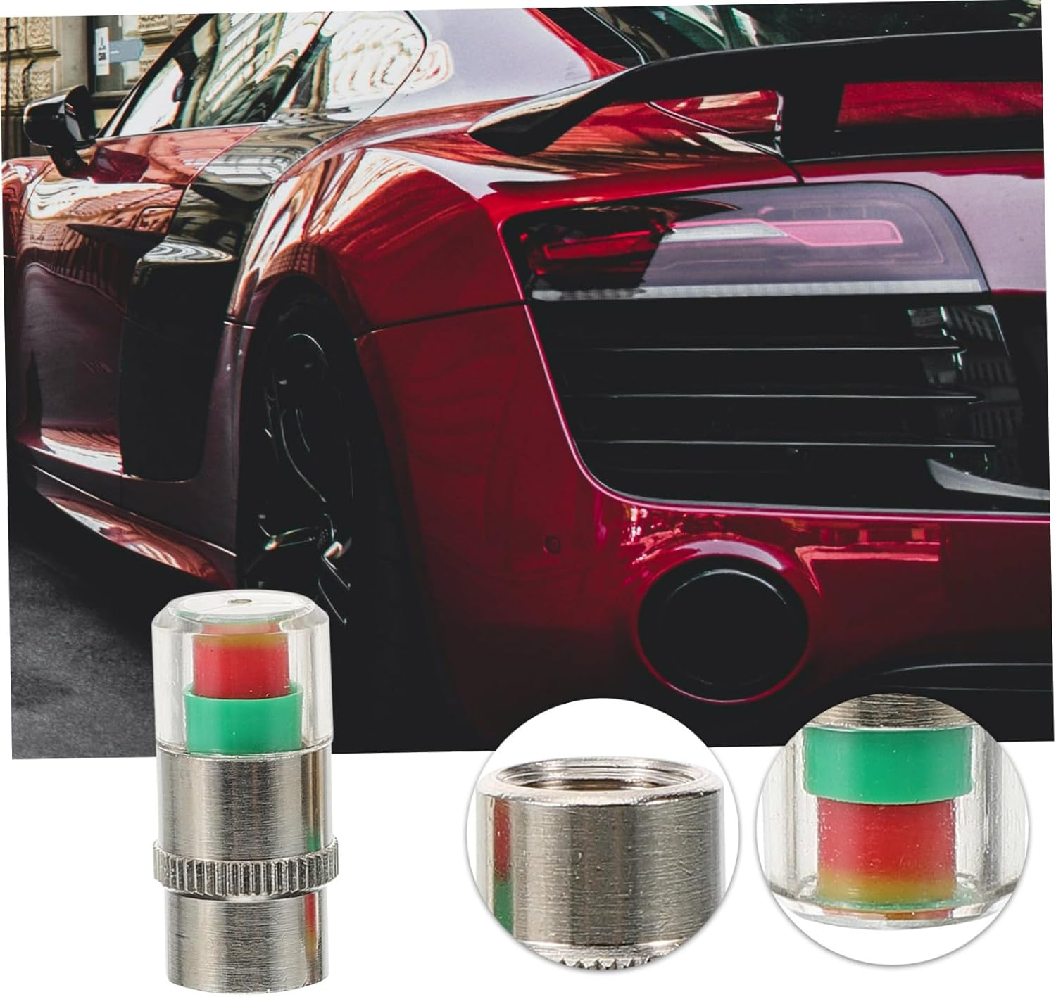 TINEASUR Tire Pressure Monitoring Cap Valve Stem Caps Car Tyre Valve Covers Air Pressure Monitor for Automotive Use in Garage Road Trip image number 2