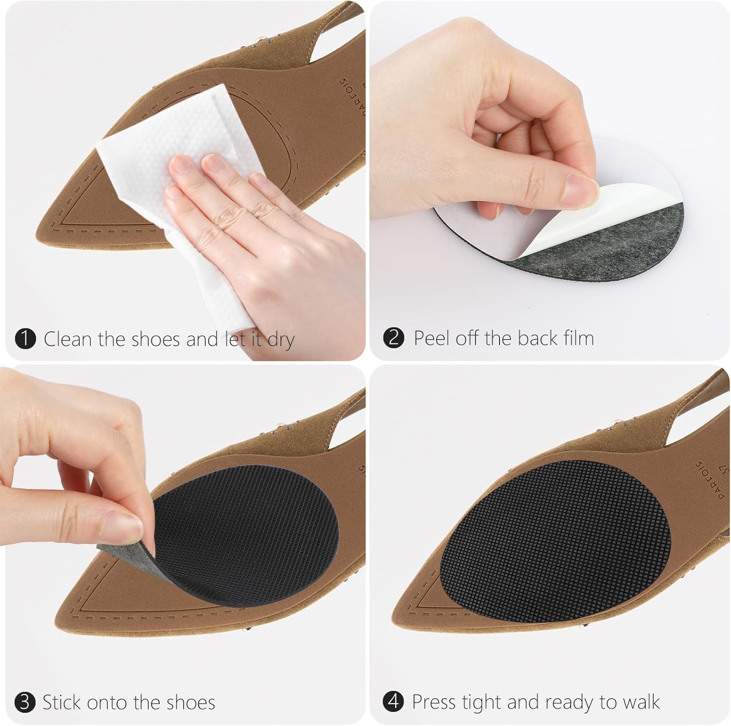 Anti-Slip Shoe Pads 8 PCS, Heel Grips, Shoe Stickers for High Heels & Shoes, Durable Self-Adhesive Grip Pads for Sole Protection (4 Pairs) image number 6