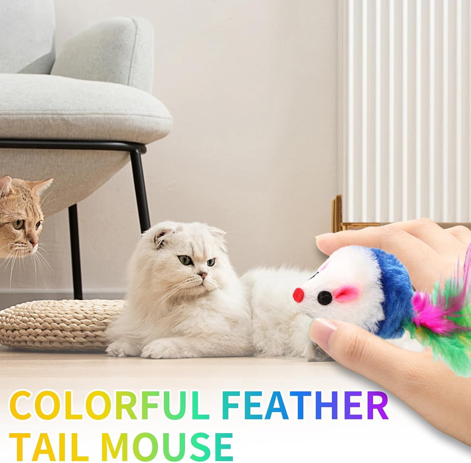 Pack of 20 Cat Toys, Mouse Toy for Cats, Mouse Cat Toy, Pet Toy with Feather Tail, Funny Games for Cats image number 2
