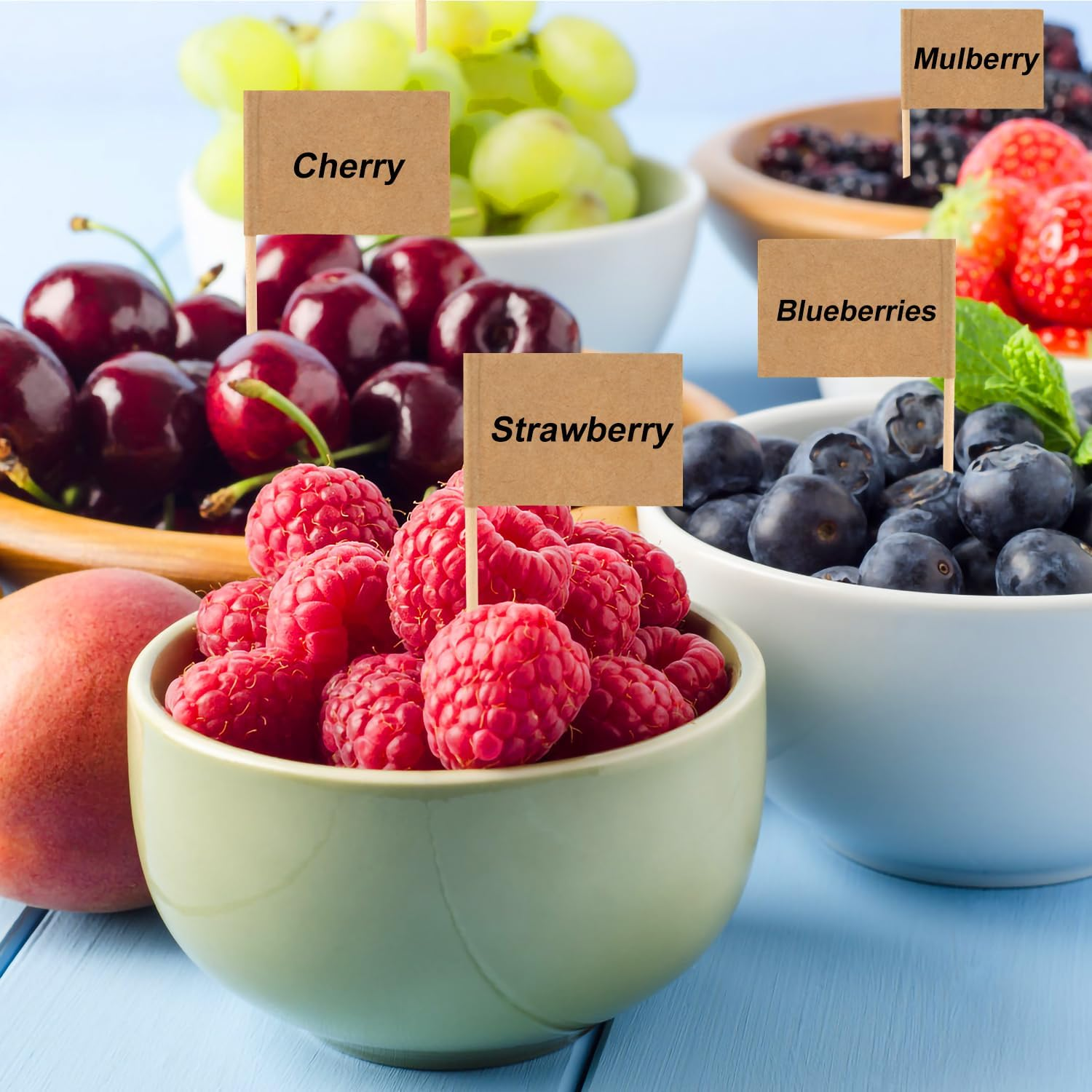 100Pcs Mini Toothpick Flags, Double Sided Blank Flags on Sticks Food Labels Markers for Party Buffet Cupcake Toppers for Charcuterie Cheese Board Accessories Decoration Dishes Fruit Platter (Khaki) image number 1