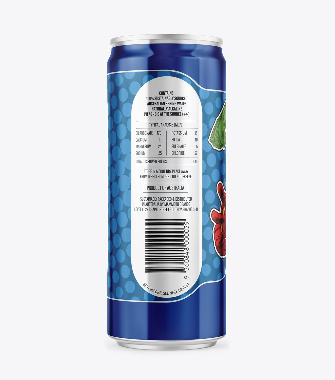 Rippl Marvel Iron Man and Hulk Canned Still Mineral Water, 330 Ml, 24 Pack image number 4