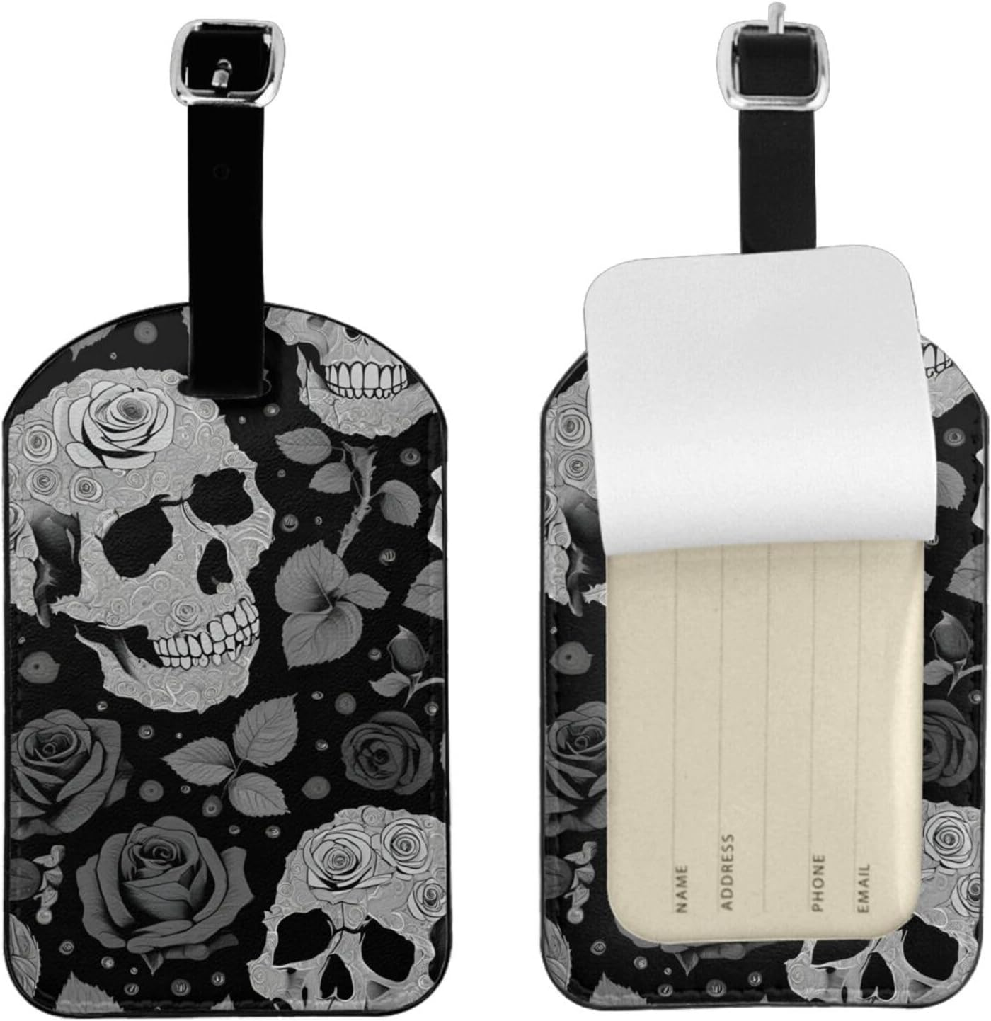 Skull Print Elegant Tag Stylish Tag Luggage Tag 4.3 X 2.76 Inch for Suitcases Travel Bags image number 3
