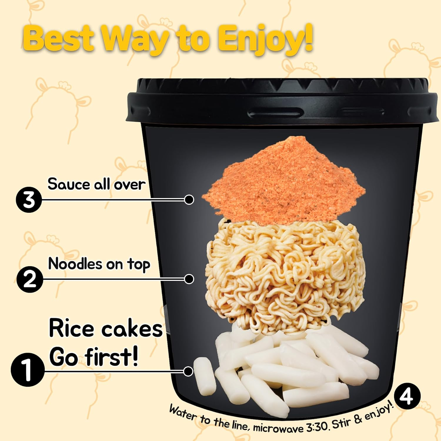 KINIKORA Premium Instant Rabokki Cup - Cheese Flavor, 2 Cups, Korean Ramen & Tteokbokki, Quick and Easy Street Food image number 5