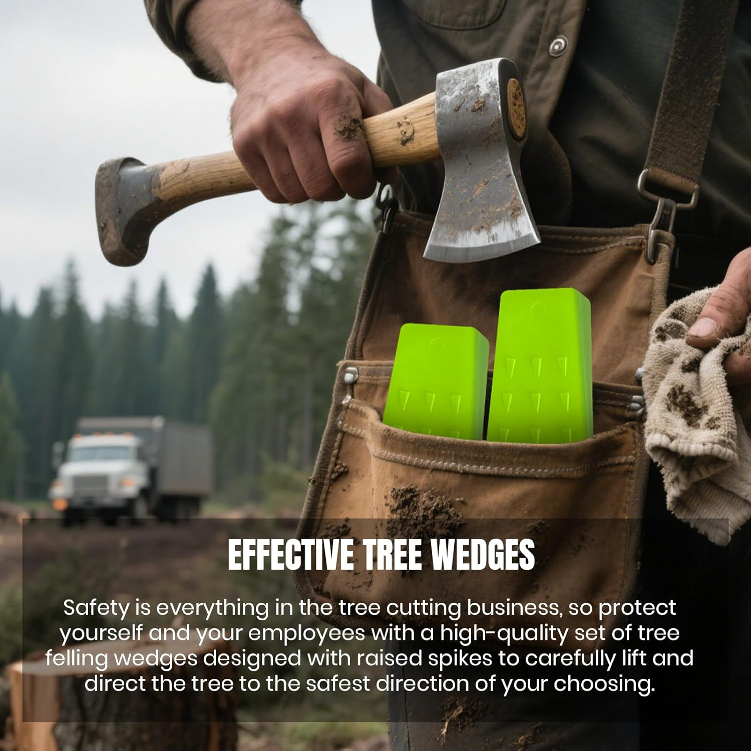 AR-PRO 6 Pack Tree Felling Wedges with Spikes for Safe Tree Cutting &ndash; 5.5&rdquo; Wedges with Storage Bag; 6 Felling Dogs to Guide Trees Stabilize and Safely to Ground for Loggers and Fallers image number 1