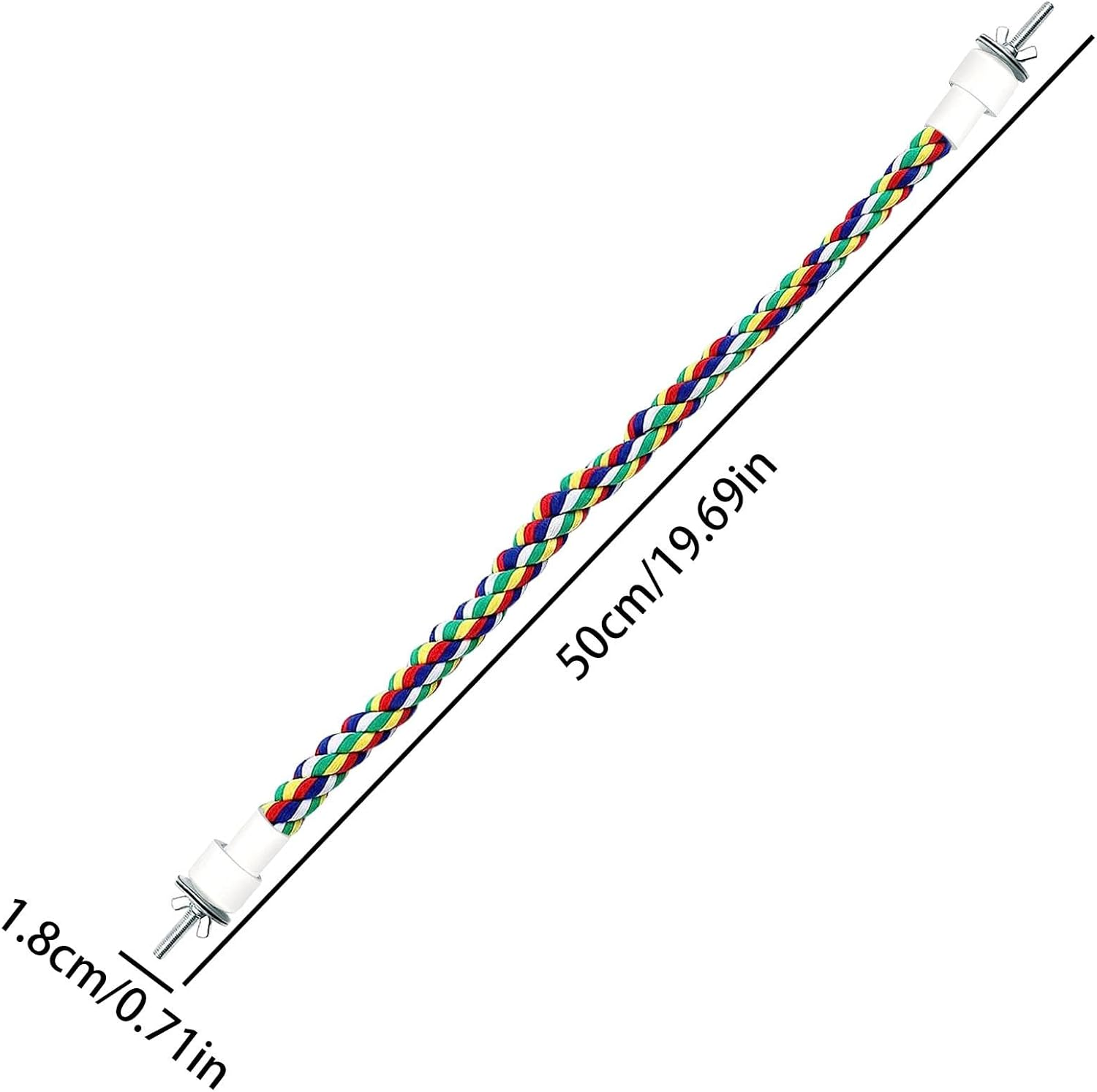 Rope Perch Birds Parrot Rope for Budgies / Parrot Climbing Rope Bird Cage Accessories (50 Cm Metal Nut) image number 1