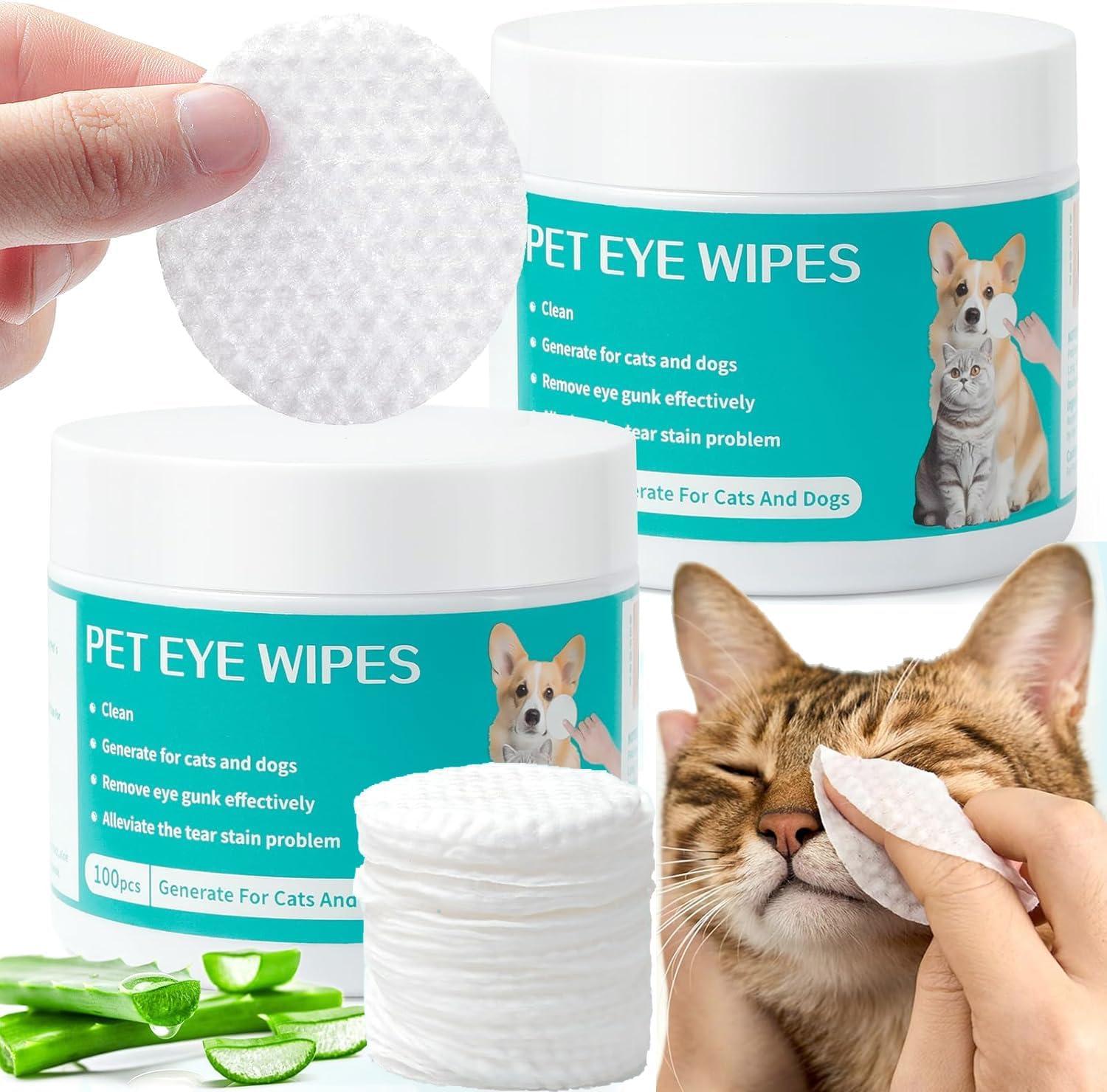 Mumoo Bear Dog Eye Wipes, 200Pcs Eye Wipes for Dogs & Cats Remove Tear Stain, Eye Debris, Mucus Secretions Discharge, Pet Gentle Care Supplies Disposable Cleaning Wipe for Eye image number 4