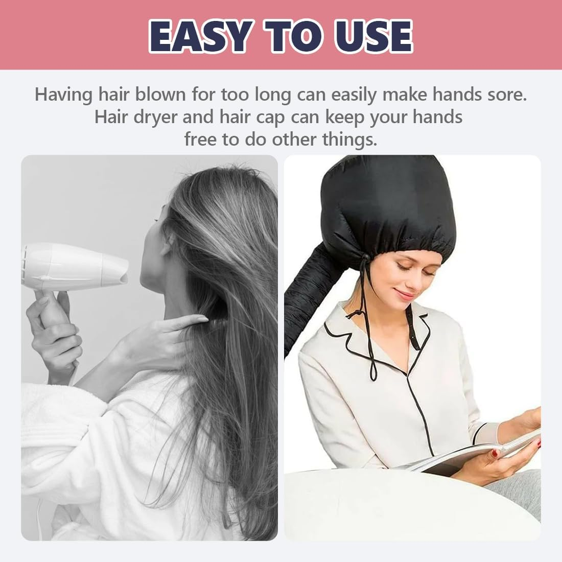 Drying Caps for Hair, Drying Hood, Attachment for Hair Dryer, Helmet Drying Cap for Hair, Diffuser Cap for Curls, Thermal Cap for Deep Care, Dry Styling, Curly Hair image number 1