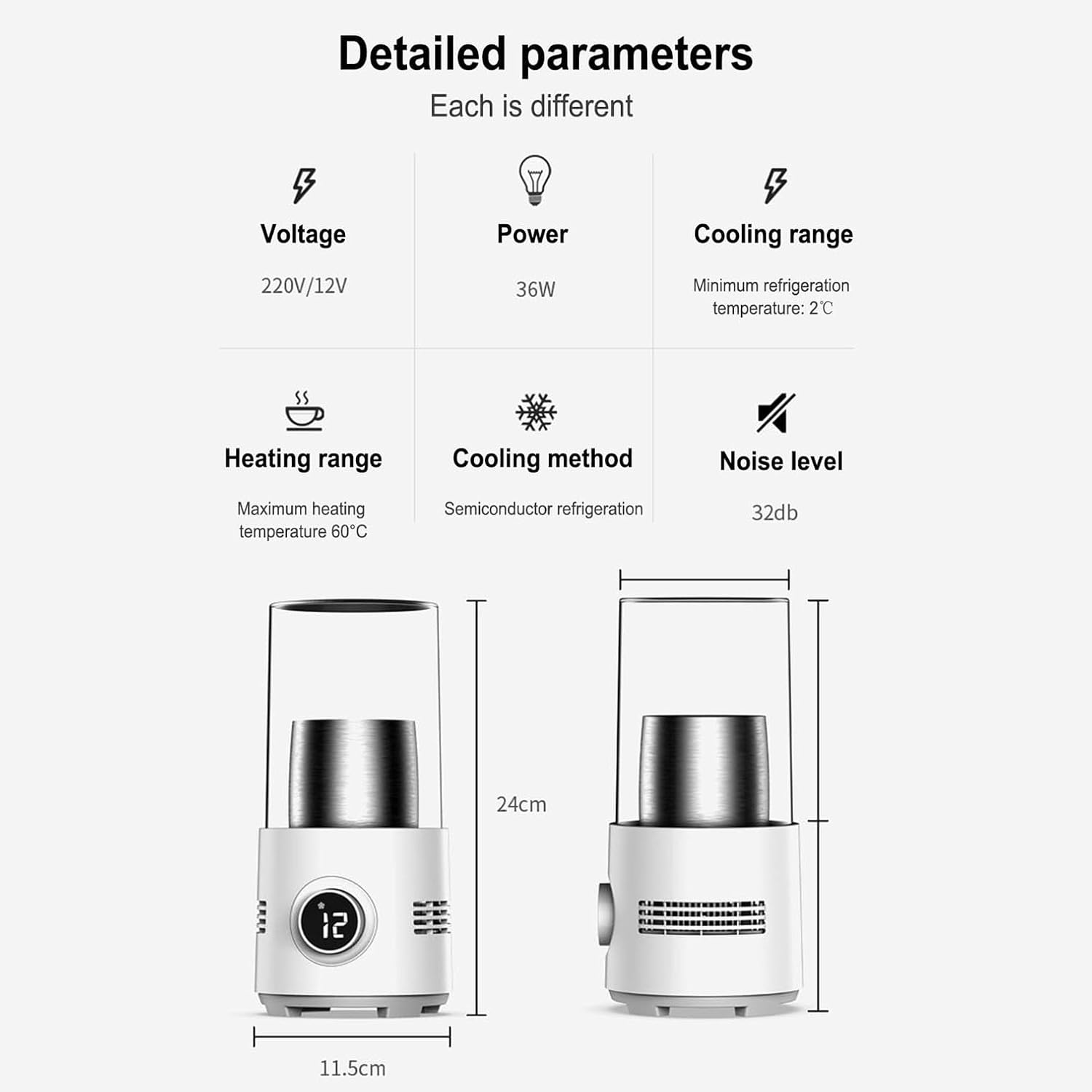 Portable Mini Refrigeration Rapid Cup Heating Cooler, Cool and Heat Smart Cup, 2C - 60C Fast Cooling Heating, One Key to Start, Lightweight Aluminum Alloy Cup for Parties/Offices/Travel image number 4