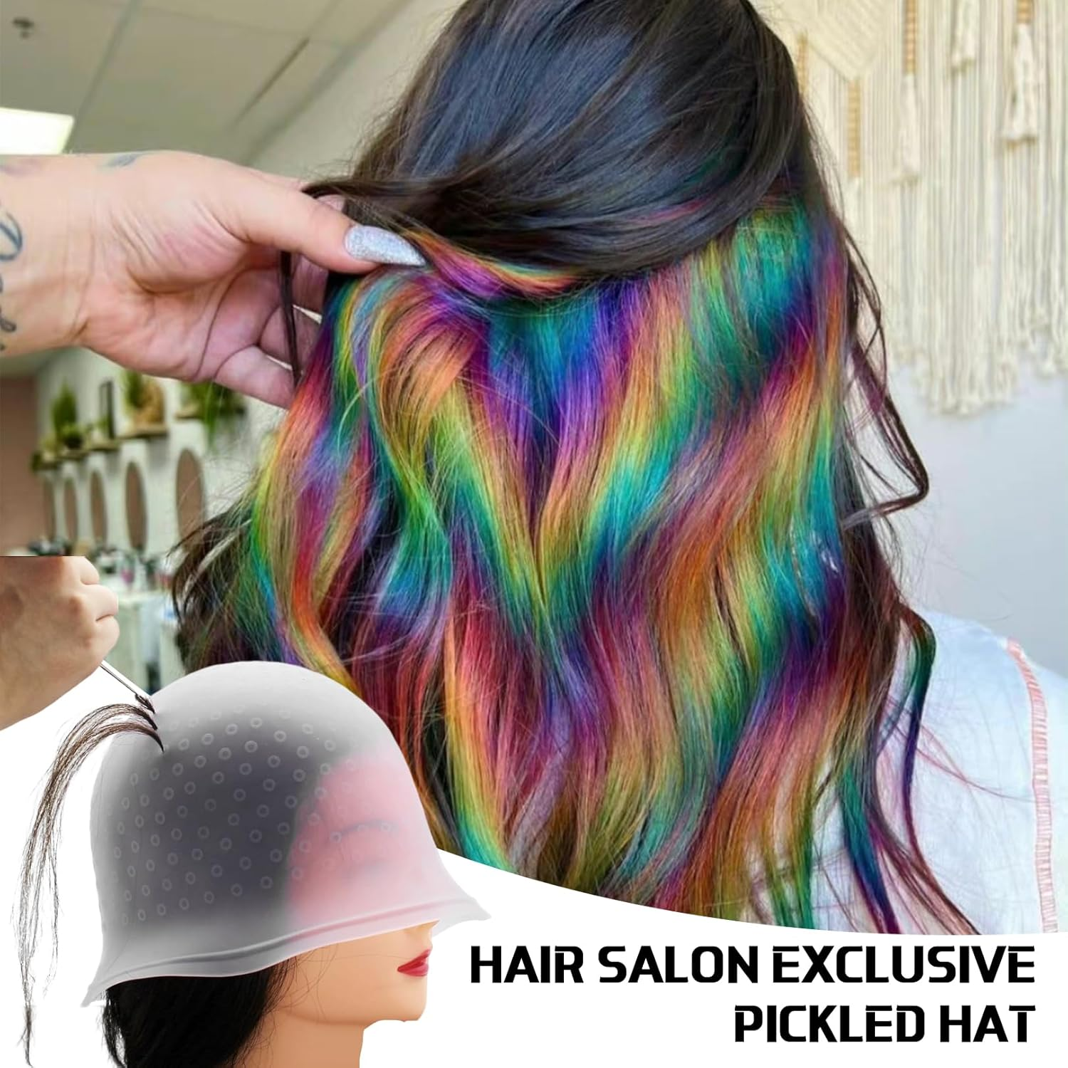 Hairdresser Hair Hair Net Hair Cap Accessories Hair Dye Disposable Strands Colour Framar Hair Colour for Strands Set Balayage Colouring Brush Blonde Strands Set Colour image number 1