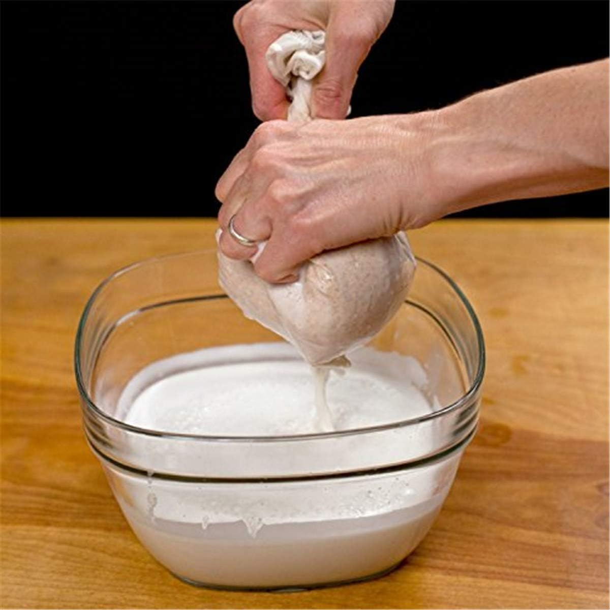 2-Pack Nut Milk Bag - 12"X12" Reusable Fine Mesh Nylon Cheesecloth for Almond Milk, Juices, Coffee & More & Cold Brew Coffee Filter image number 5