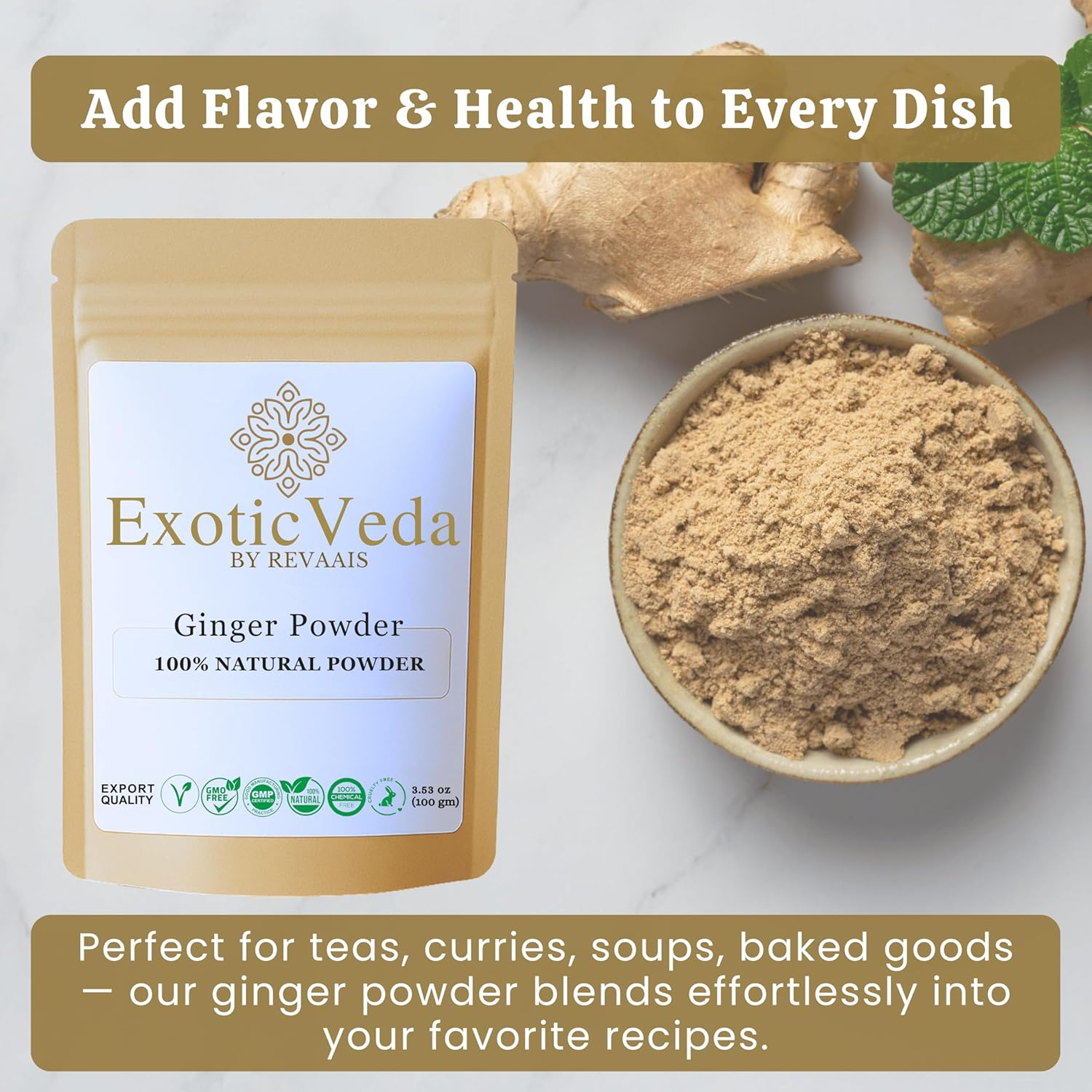 Exotic Veda Ginger Powder | 100% Pure & Natural | No Additives, No Preservatives | 100G Pack image number 4