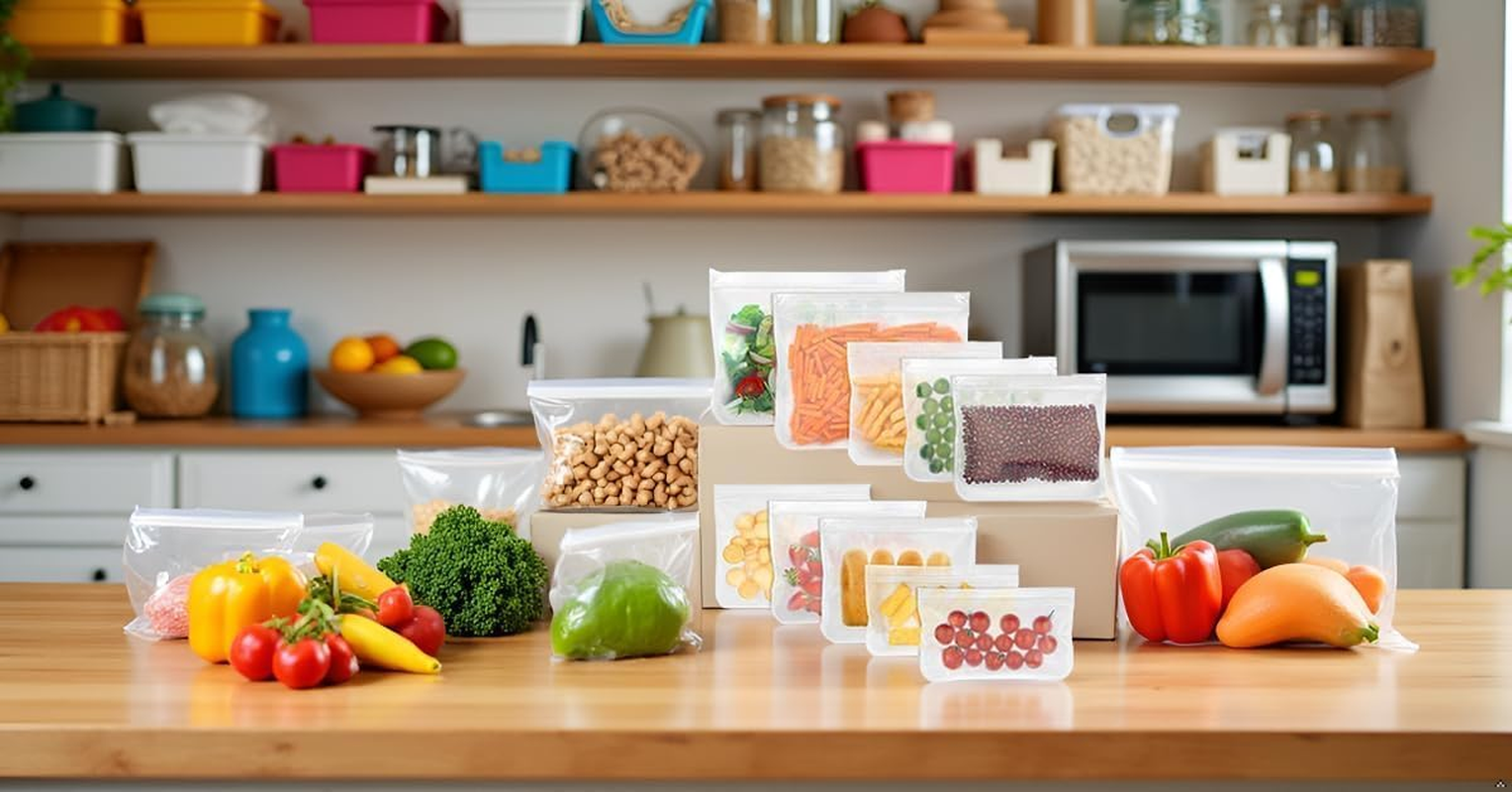 Reusable Freezer Bags 10-Pack | Large PEVA Food Storage Bags with Secure Ziplock Seal | Bpa-Free, Leakproof for Meal Prep, Snacks & Organisation (4 Sizes) image number 1