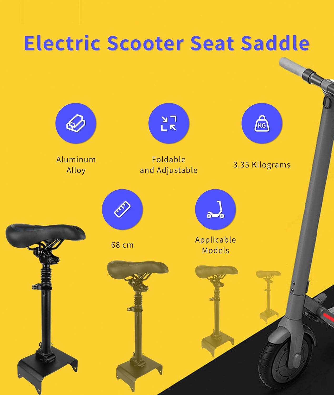 Electric Scooter Seat Saddle, Foldable Adjustable Shock Absorbing Foam Cushion Seat Electric Scooter Modification Accessories, Scooter Seat Saddle for F Series F20 F25 F30 image number 5