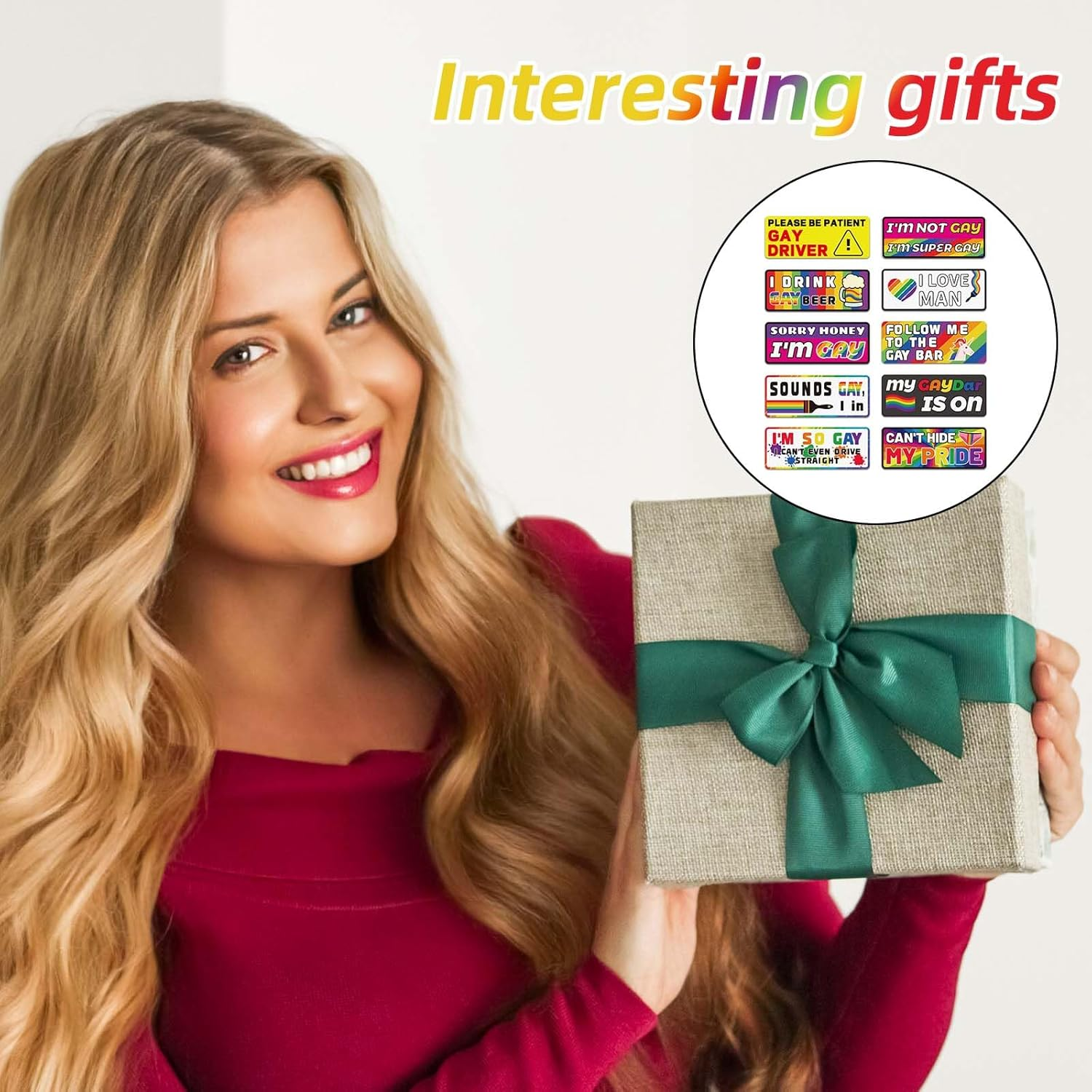 BOXOB 10Pcs Funny Gay Bumper Stickers, Waterproof Funny Car Magnets Gay Stickers LGBT Magnetic Bumper Decals Reflective Rainbow Car Decals for Vehicles and Trucks image number 4