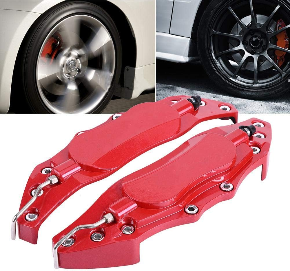 Akozon Brake Caliper Cover, 2Pcs Aluminum Alloy Brake Caliper Guard High Precision Car Brake Caliper Protector for Wheel Hub 16In-17In Medium (Red)