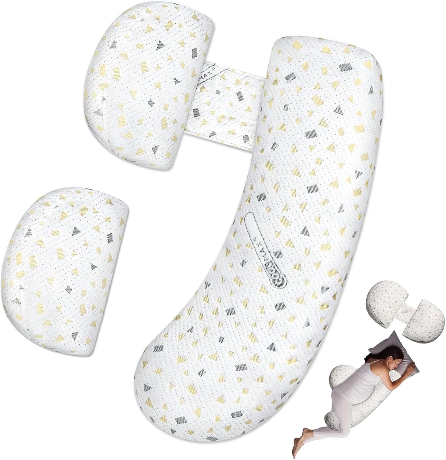 Pregnancy Pillows for Sleeping, Maternity Pillow, Pregnancy Body Pillow Support for Back, Legs, Belly, HIPS of Pregnant Women, Detachable and Adjustable with Pillow Cover image number 3