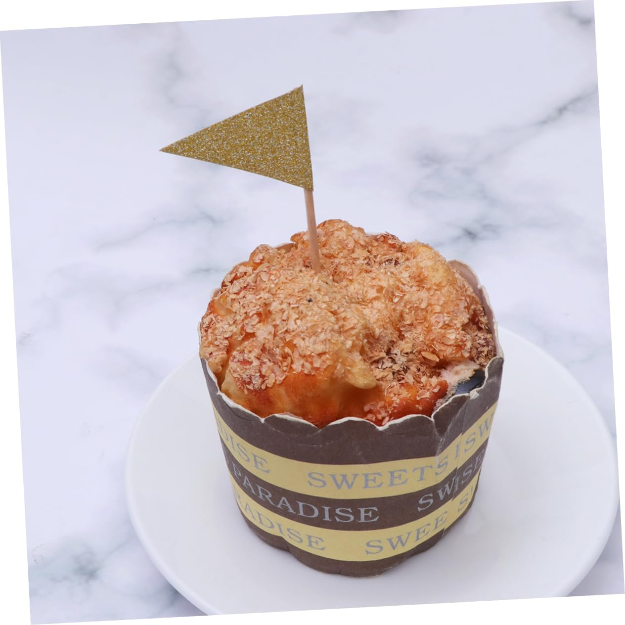 STOBAZA 15Pcs Glitter Small Triangle Flag Cake Toppers Year Party Annual Meeting Layout Cake Decoration Picks Dessert Insert for Boys and Girls Party Favours image number 6