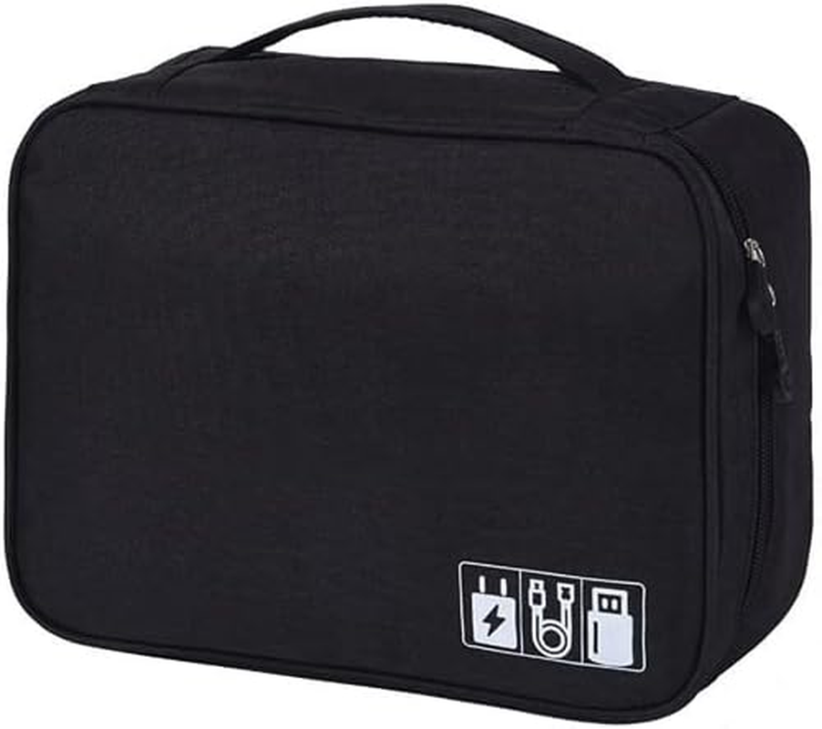 AIMALL Portable Cable Organizer Bag, Multi-Functional Travel Storage Case for Charger, USB, Electronic Accessories, with Adjustable Dividers, Zipper Closure, 7 Colours