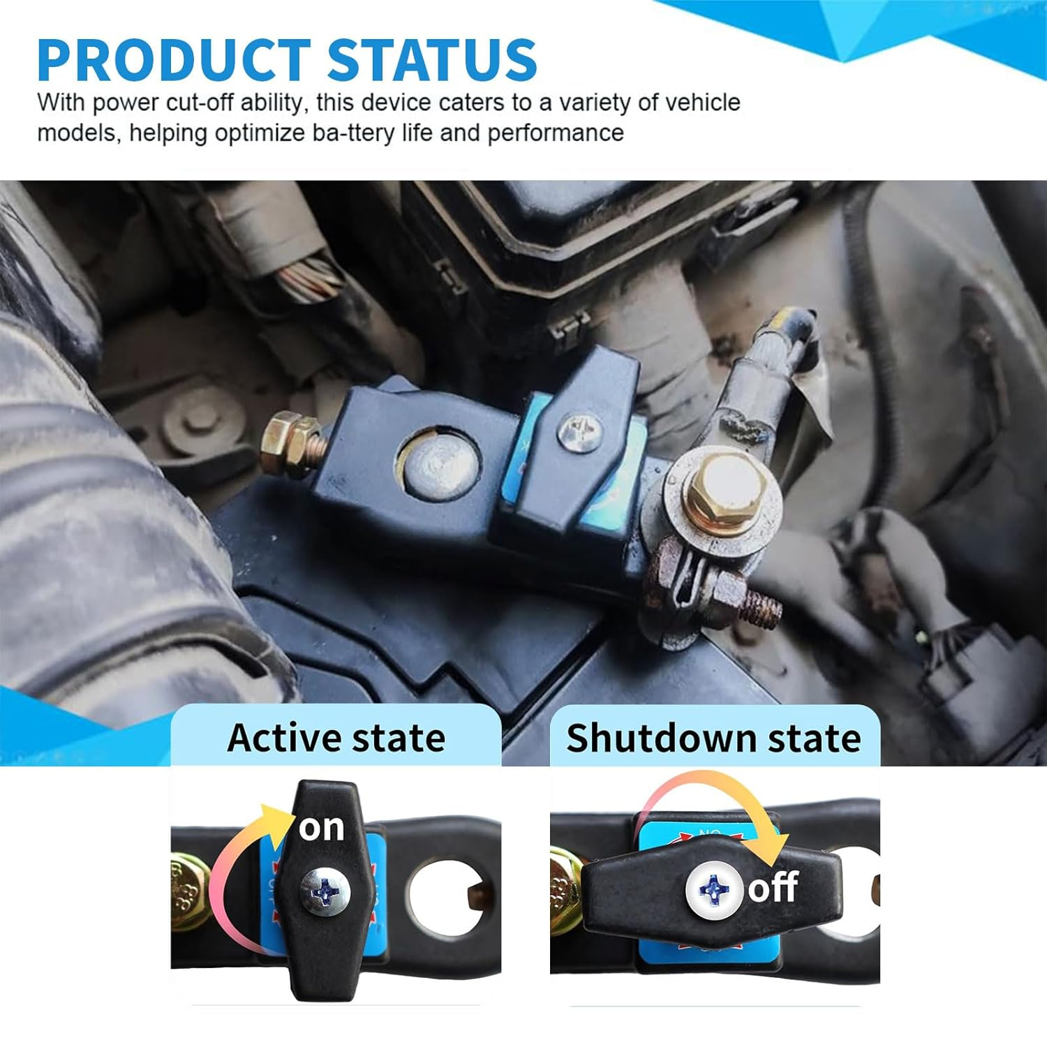 Heavy Duty Battery Disconnect Switch 12V for Car, Truck, Boat &ndash; Quick Shut Off, Anti-Theft & Easy Install &ndash; Universal 12 Volt Battery Cut off Switch for RV, SUV, Marine image number 2