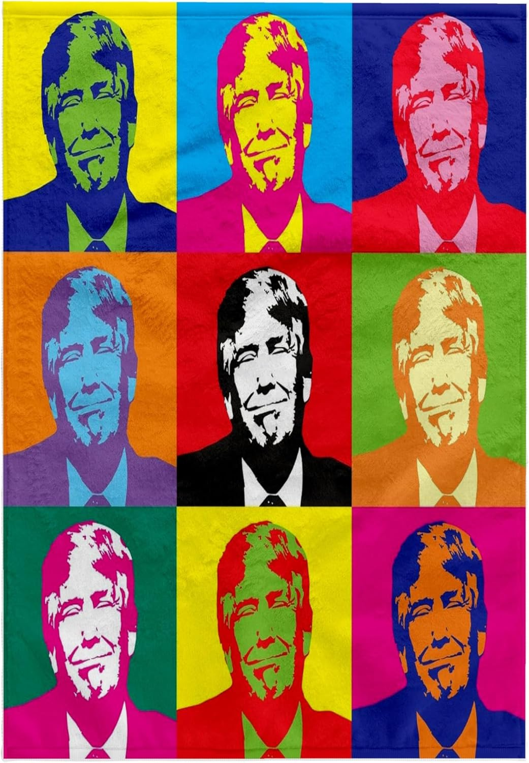 3Drose Towel, Image of Collage of Nine Trump Faces in Abstract Colors image number 2