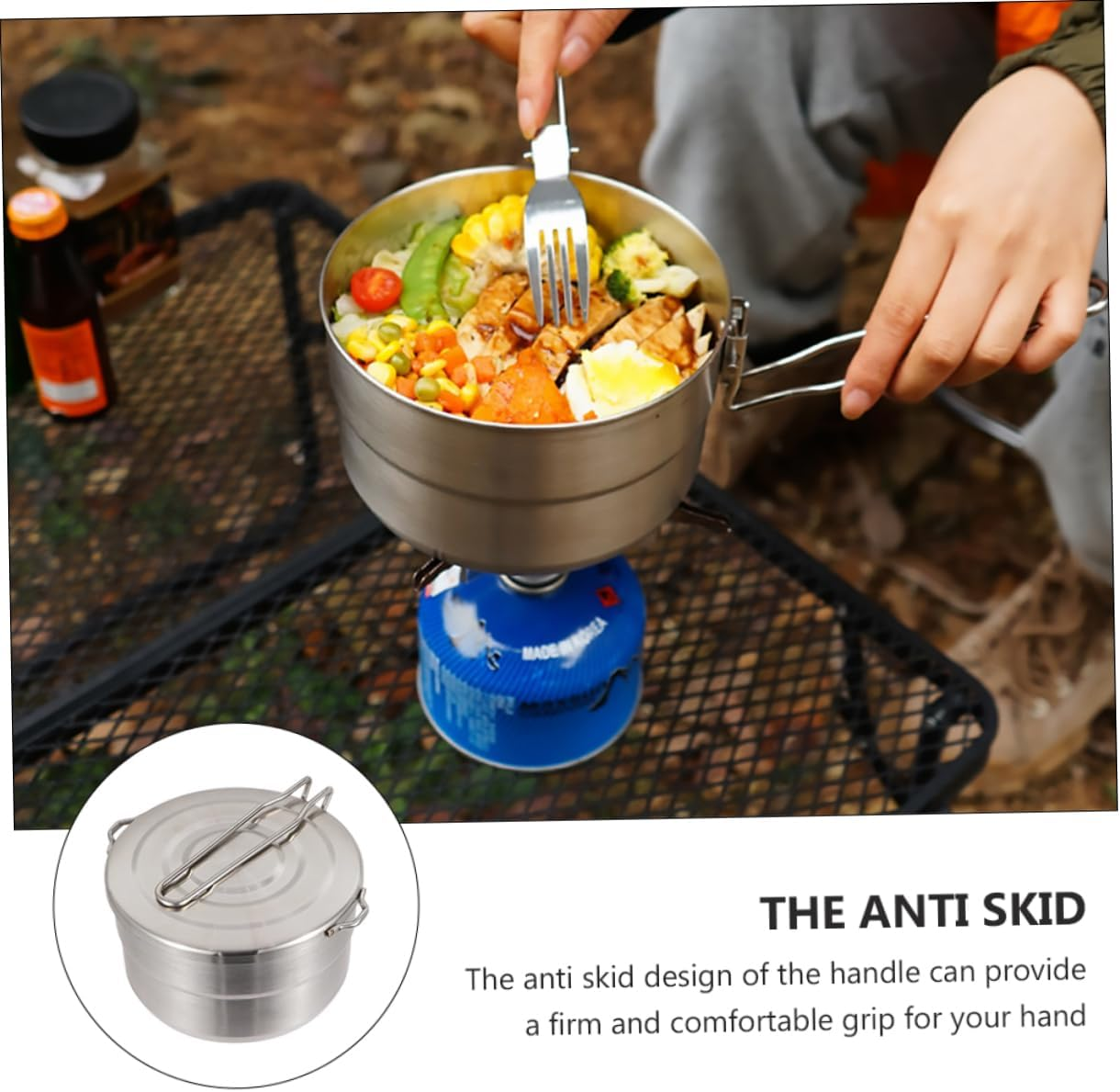 Lightweight Camping Cookware Portable Pot Hiking Picnic Folding Pot Outdoor image number 3