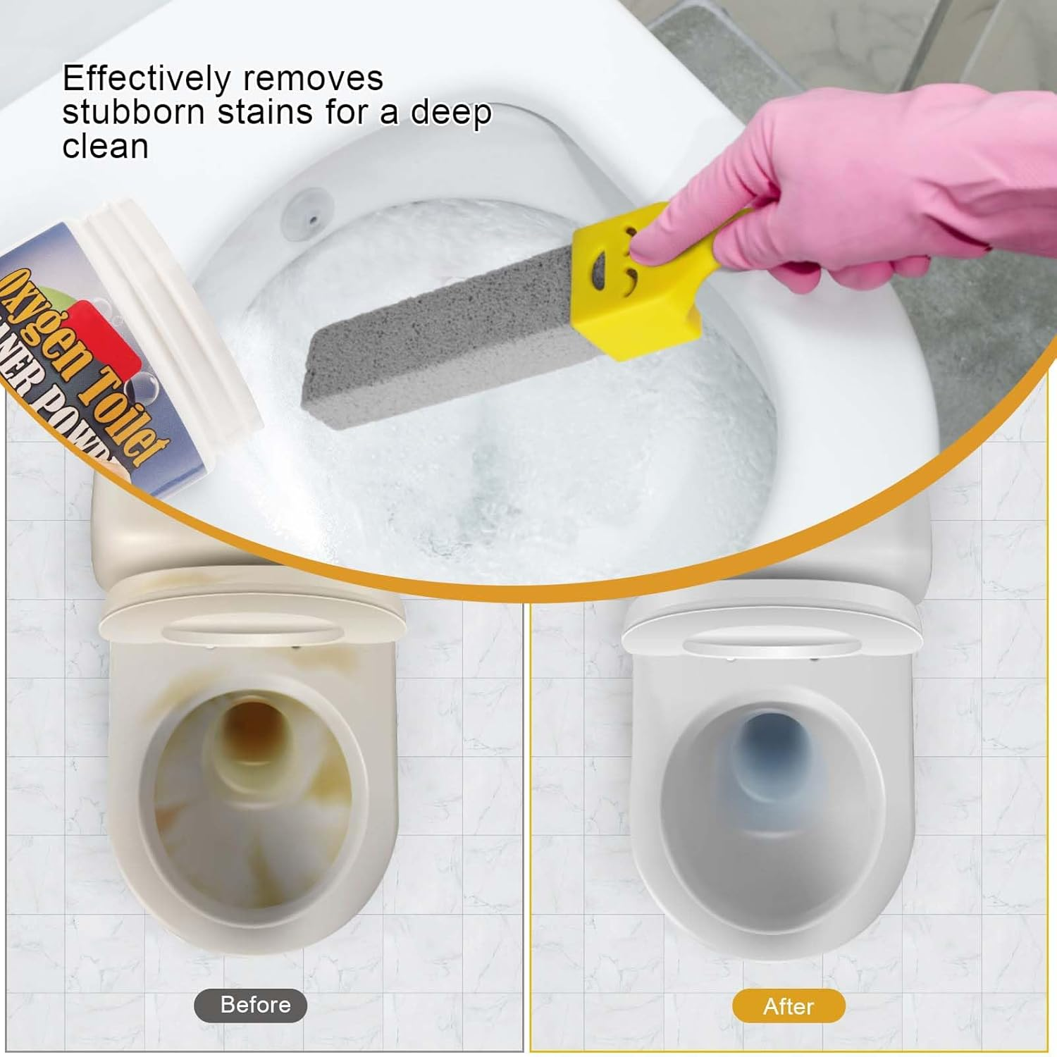 Pumice Stone for Toilet Bowl Cleaner, Hard Water Ring Cleaner, Bowl Scouring Stick with Handle, Powerfully Cleaning Stains, Calcium Buildup for Household Cleaning Toilet, Bathtubs image number 1