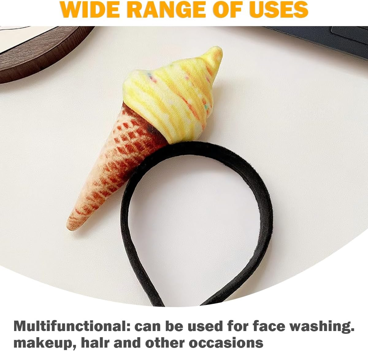 LNQ LUNIQI Women'S Headband with Ice Cute, Children'S Funny Headband, Party Food Headband, Ice Cream Cones, Headband Decoration for Party, Carnival, Pack of 1 image number 1