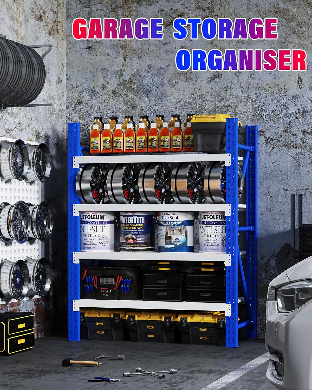 1.2M X 1.8M Heavy Duty Metal Shelving System (Blue and White) image number 5