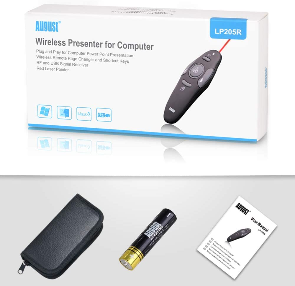 August LP205R Powerpoint Remote Control Presentation Clicker Wireless Presenter with Laser (<1Mw) - Free Presentation Skills Ebook Included image number 3