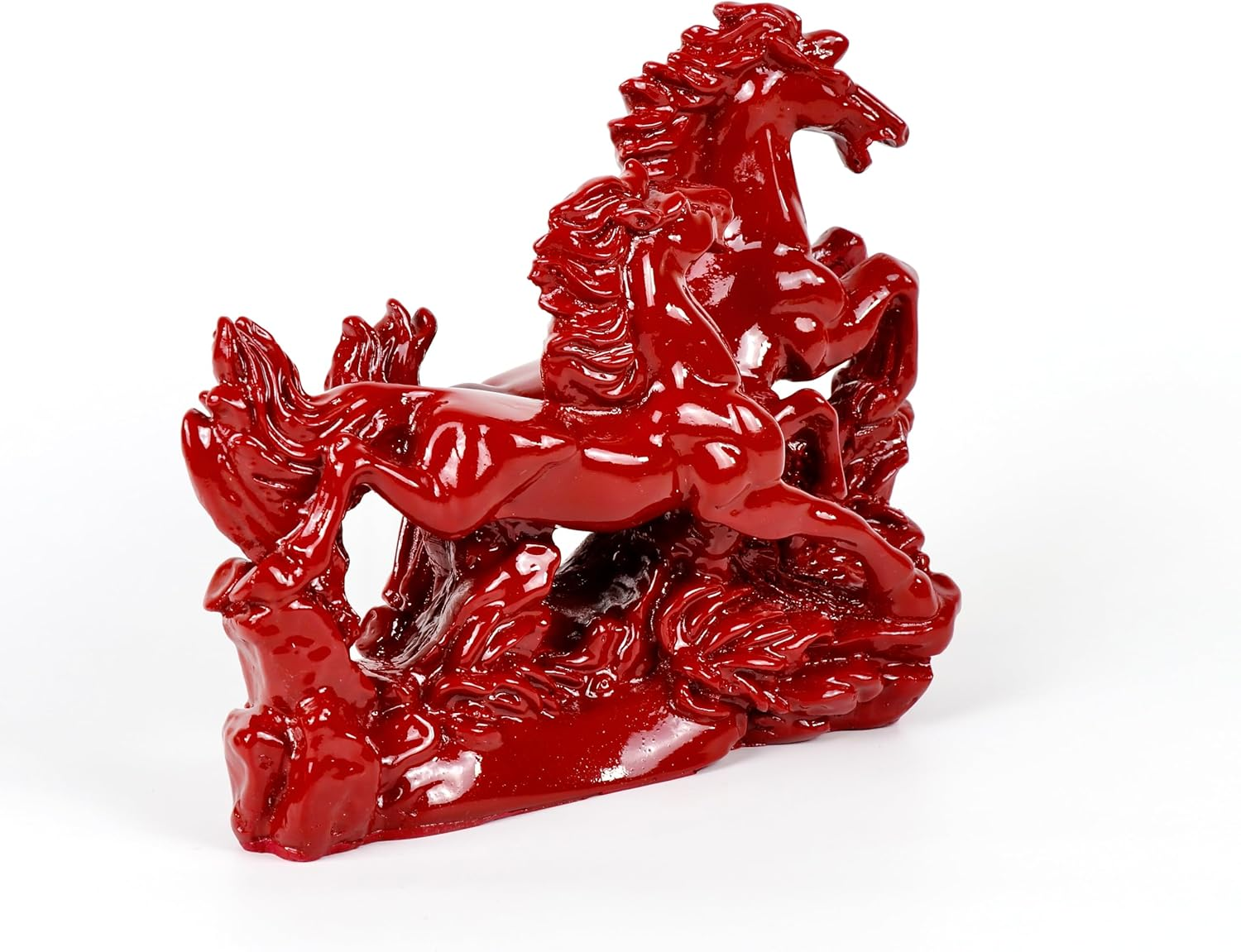 Indian Impressions | Vastu Red Resin Horses Figurine - Enhancing Energy, Success, Vastu-Compliant,Elegant Home Decor, Feng Shui, Spiritual Energy Booster image number 3