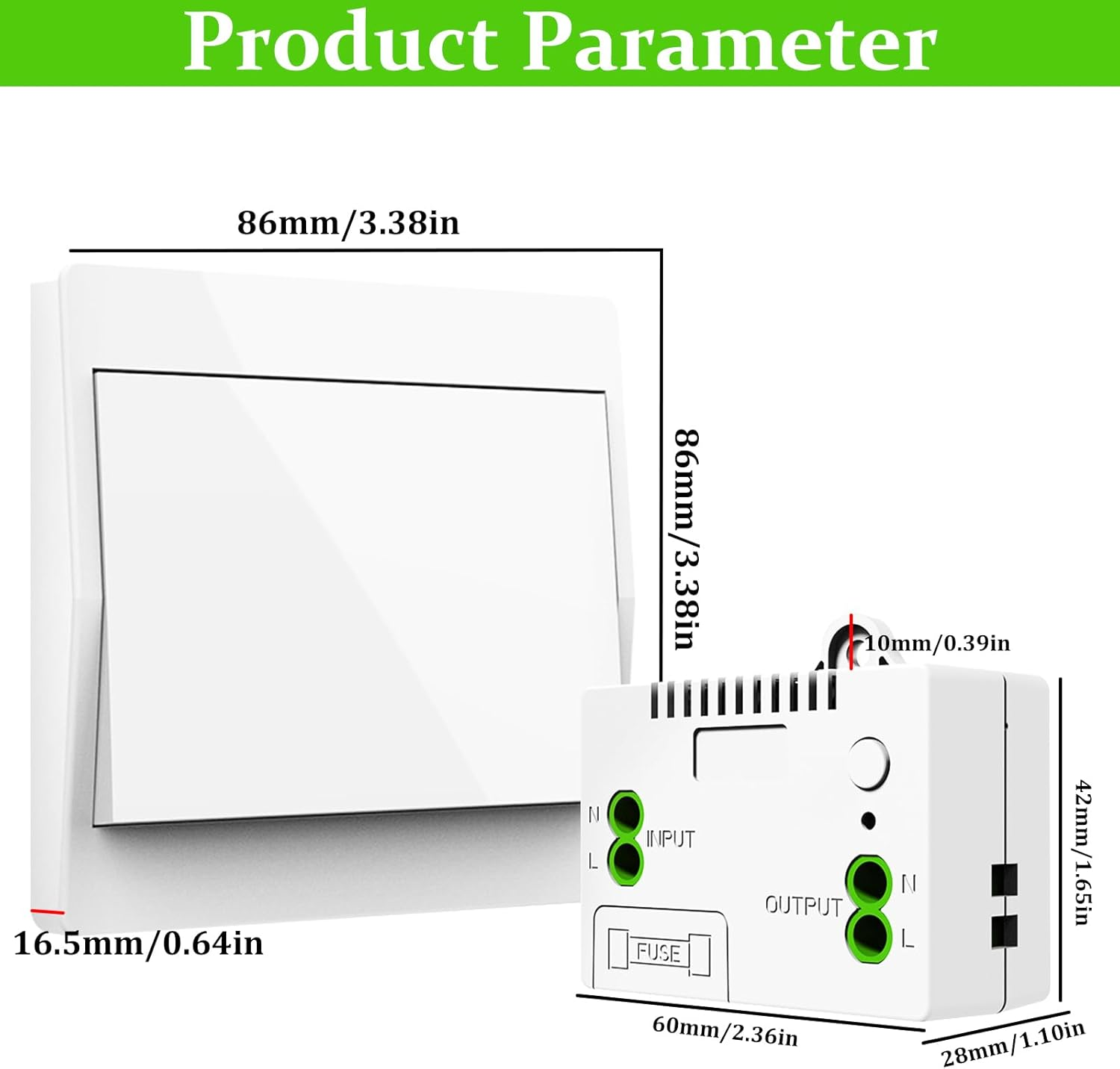 Wireless Switch Light Set, Kinetic Wireless Light Switch, 433.92 Mhz RF Radio Switch and Relay Receiver Controller, Wireless Switch 240 V with Fuse, No Wiring, Waterproof, for Home Office