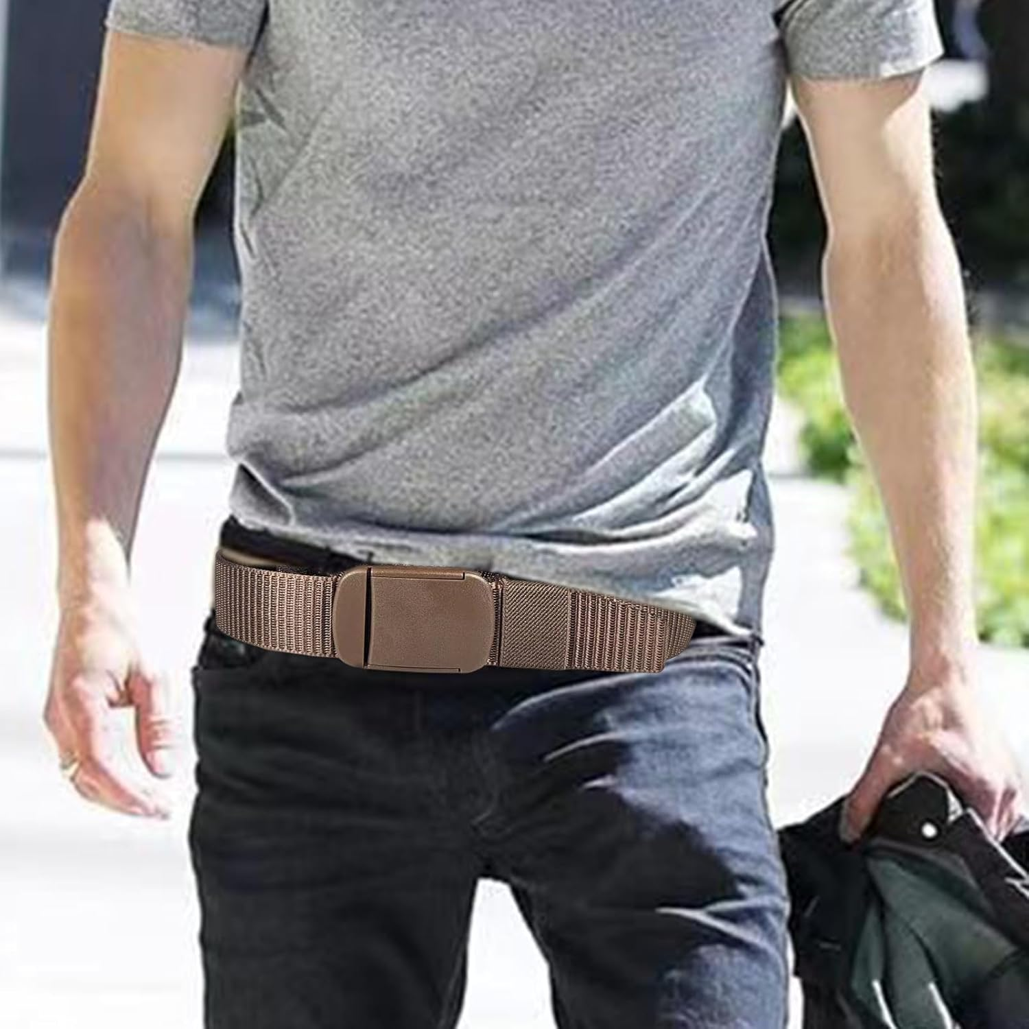 GLANSI Travel Security Money Belt, Money Belt with Hidden Money Pocket, Undercover Hidden Wallet, Adjustable Canvas Belt for Travel, Money Waist Belt Bag, Anti-Theft Passport Wallets for Men & Women image number 2