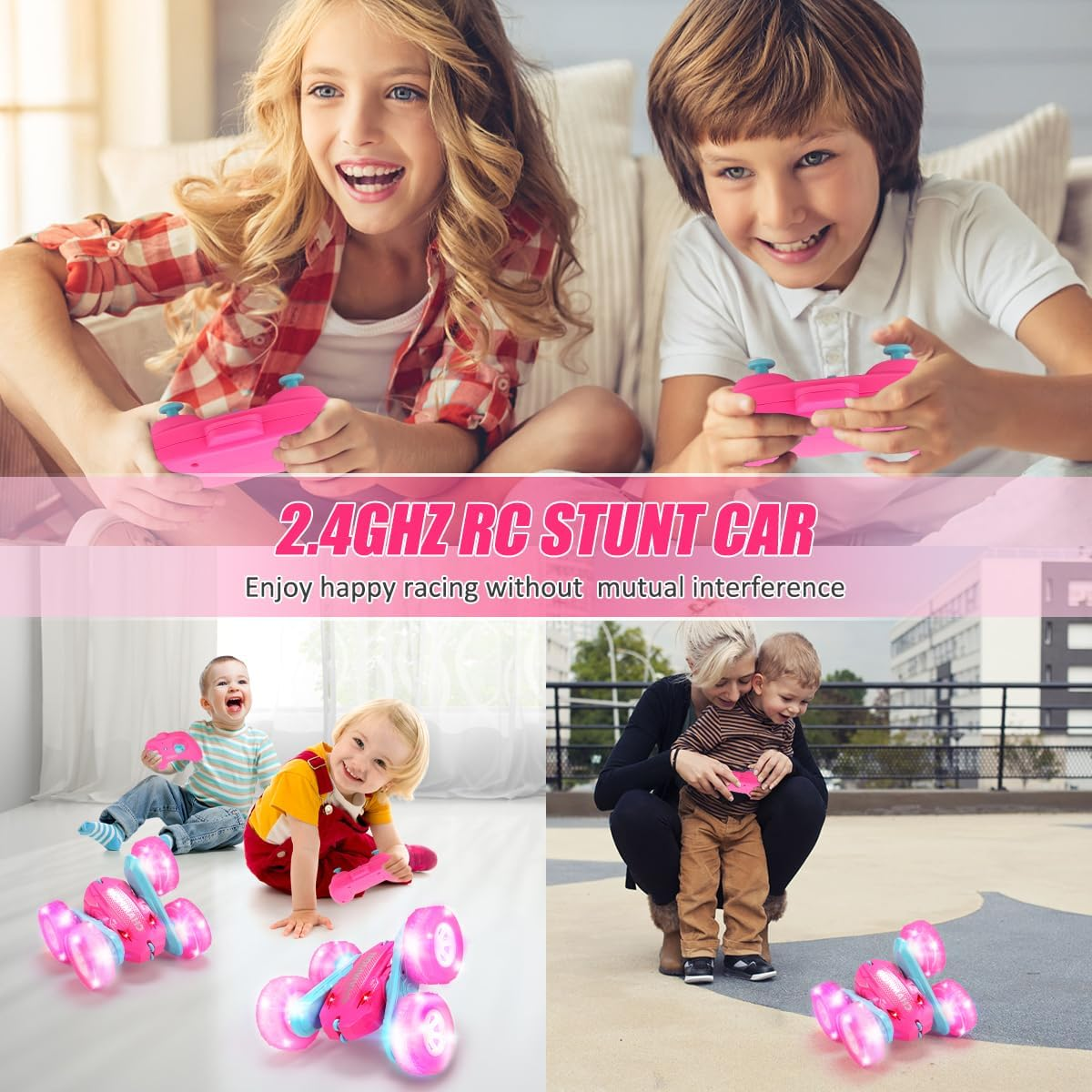 Kaekid Remote Control Car, Double Sided RC Stunt Car with LED Lights, Indoor/Outdoor All Terrain Rechargeable 4WD off Road RC Car, RC Race Toys for Kids Boys Girls 6-12 Year Old image number 5