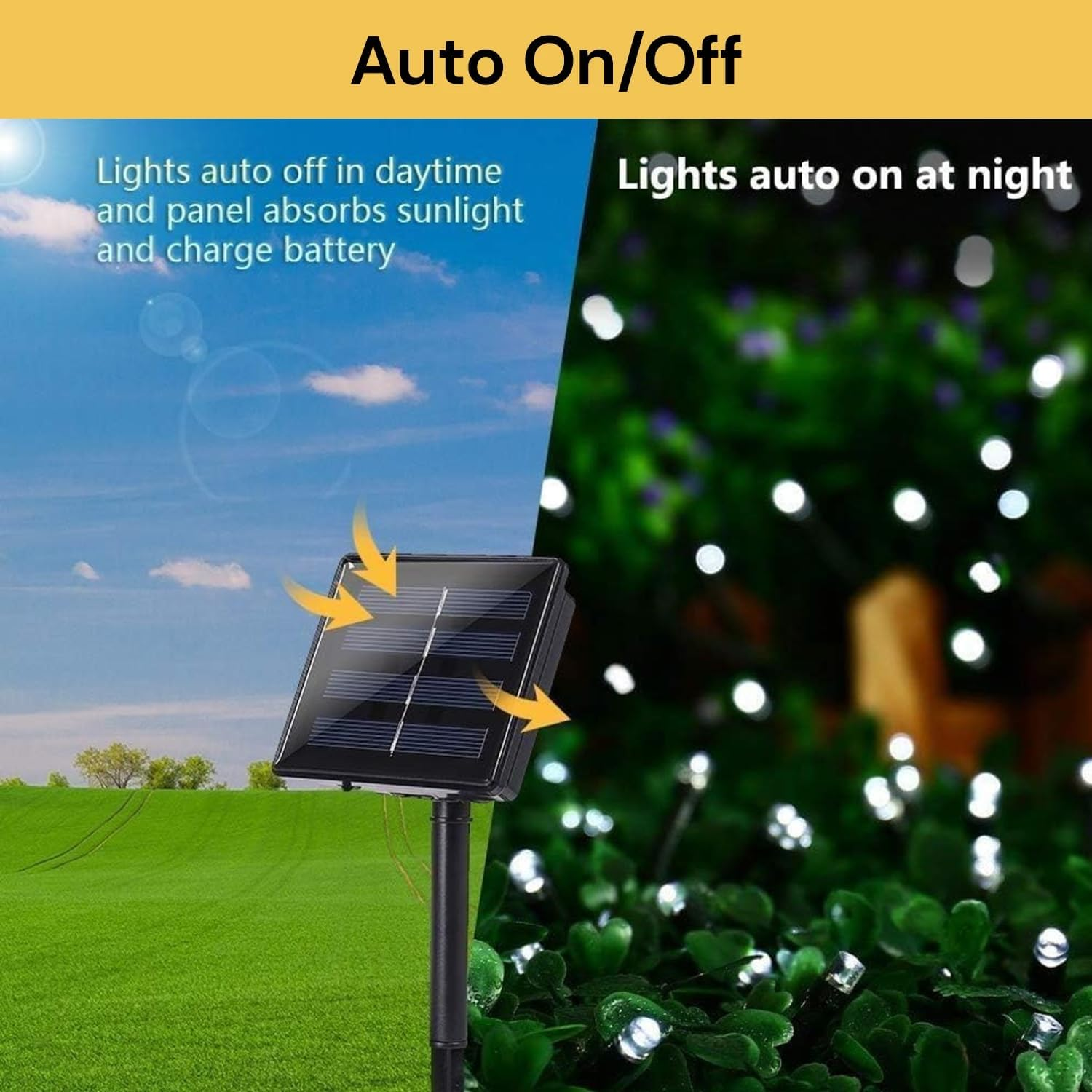 EZONEDEAL 72Ft Solar String Lights Outdoor, Solar Lights for outside 8 Mode Waterproof Solar String Lights for outside Decor Garden Backyard Wedding Holiday Party for Xmas Tree (200LED White) image number 1
