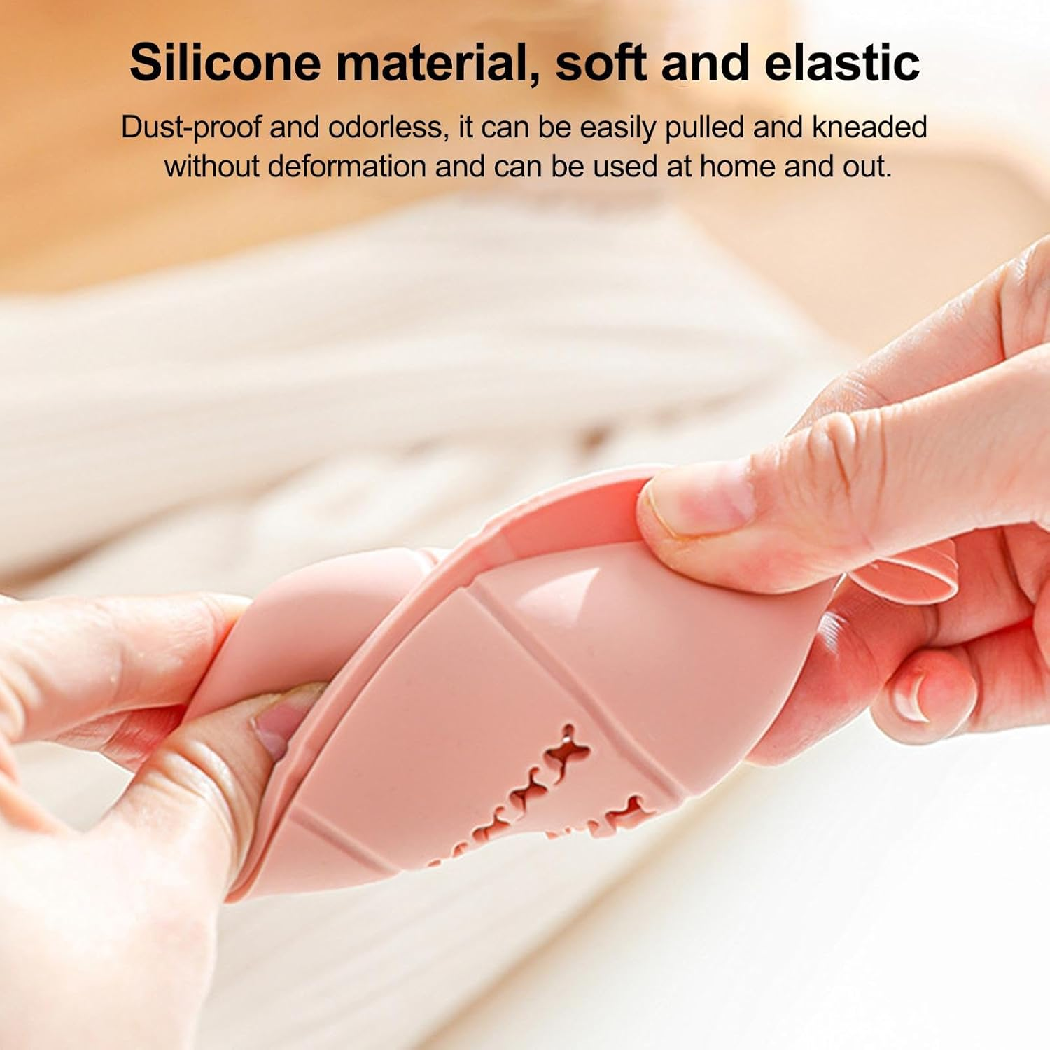 Makeup Sponge Holder, Beauty Sponge Case | Double Sided Breathable Silicone Powder Puff Holder, Cosmetic Sponge Container for Any Sponge - Cream Color image number 3