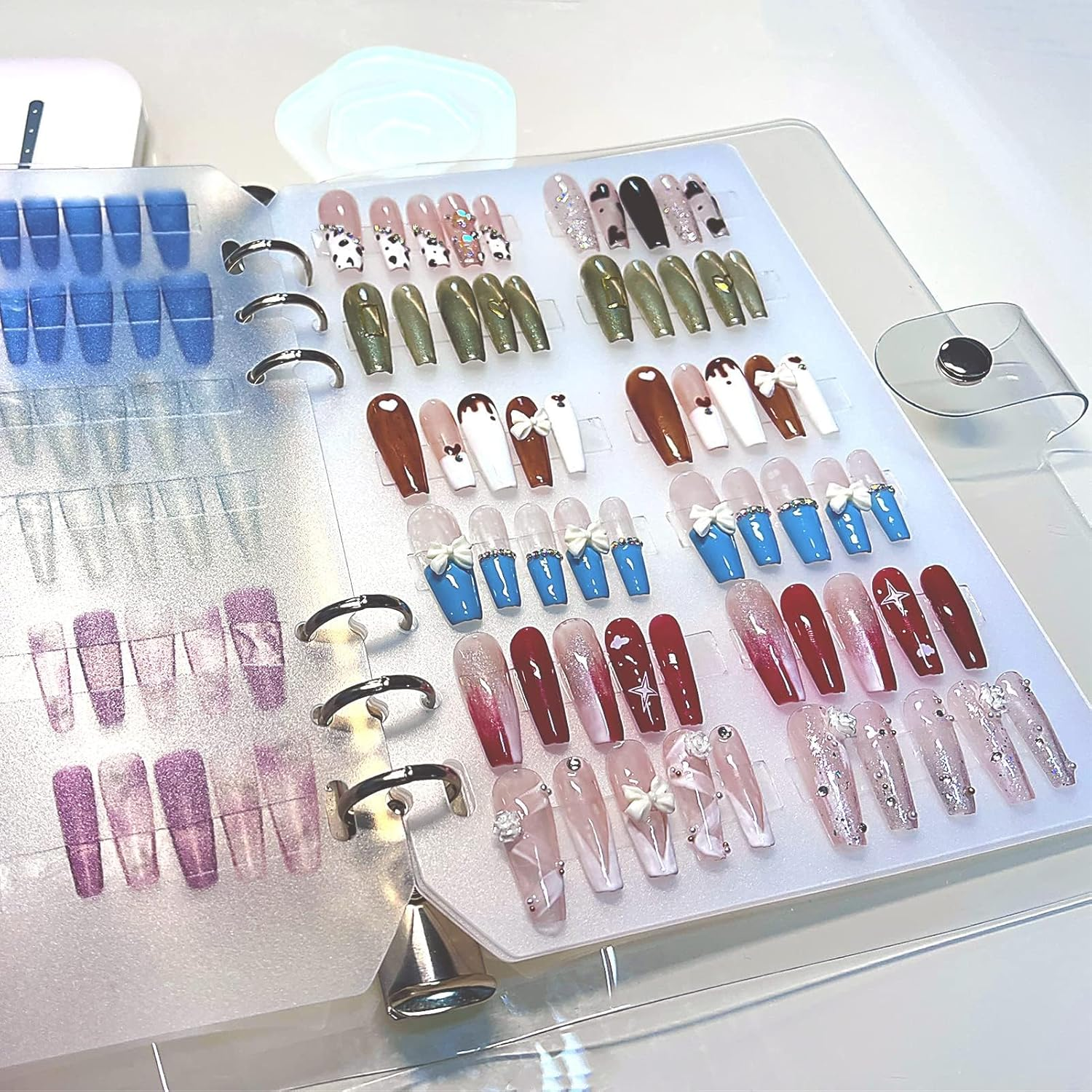 Press on Nail Organizer Clear Empty Storage Packaging Display Salon Supplies with Nail Tape