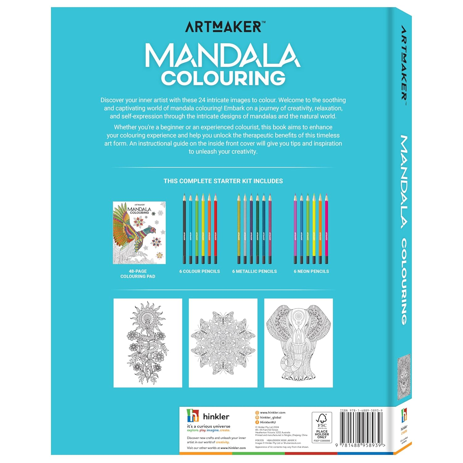Art Maker Mandala Colouring Kit &ndash; 18 Colour, Metallic & Neon Pencils Included &ndash; Mindful Mandala Designs &ndash; Portable & Compact for Relaxation & Stress Relief (Pack of 2) image number 1