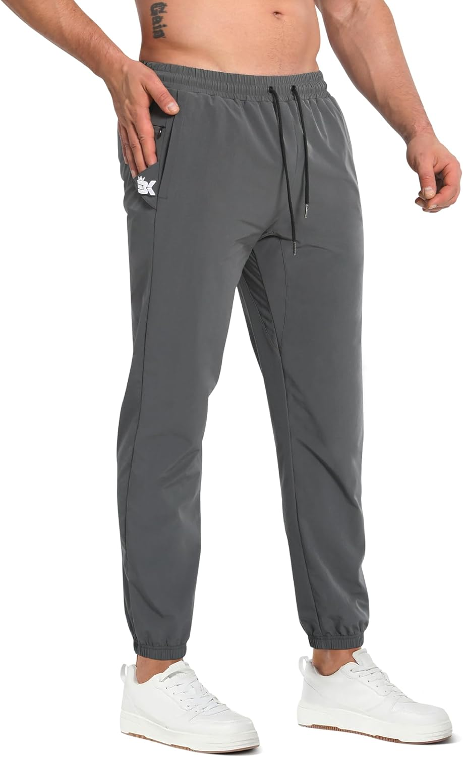 BROKIG Men'S Trianloop Gym Track Pants,Lightweight Athletic Joggers Casual Fit Workout Sport Running Sweatpants Zipper Pocket